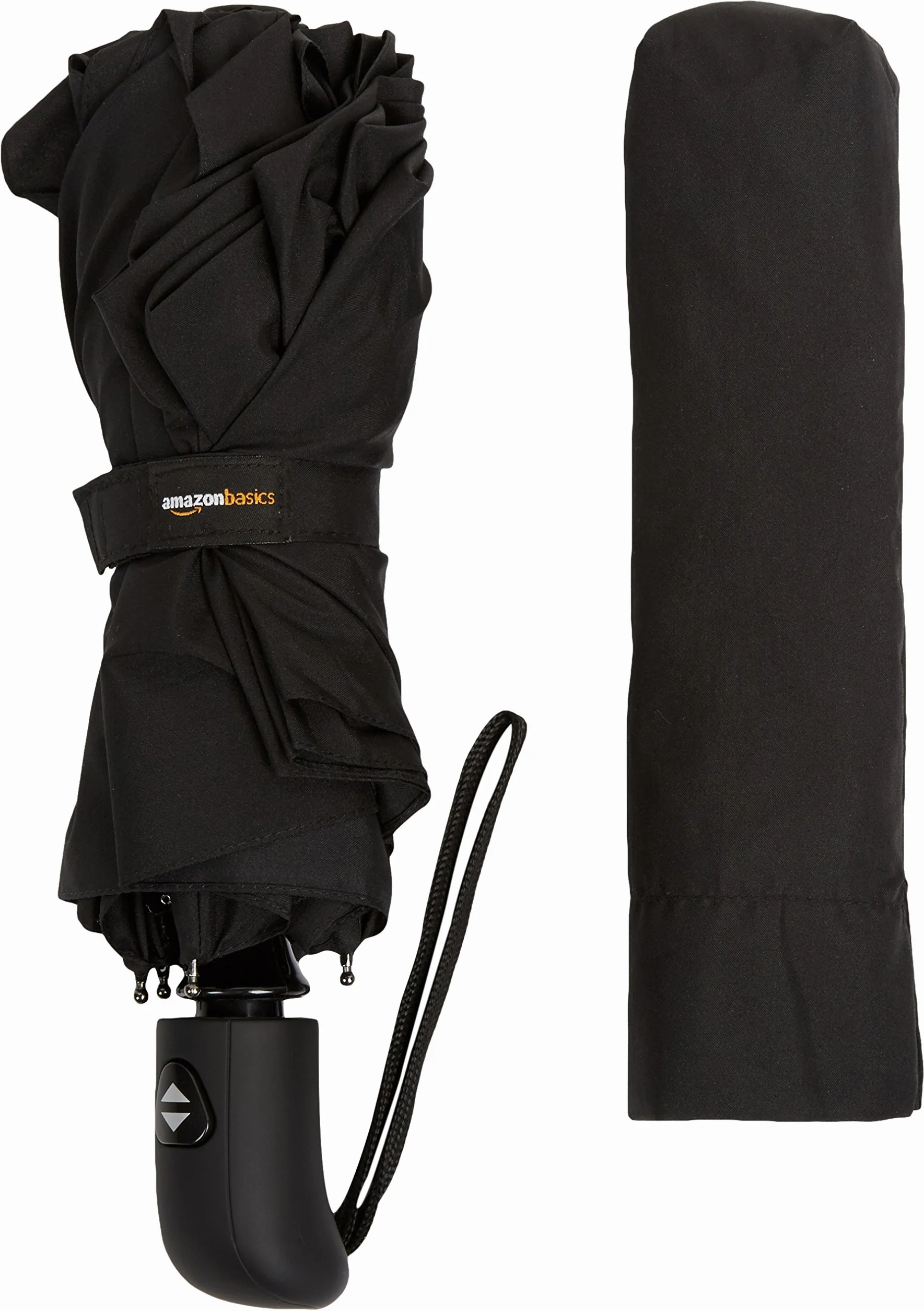 Amazon Basics Parasol Podróżny, Automatyczny, Kompaktowy, Wiatroszczelny, Wytrzymały, ze Szczeliną Wiatrową, Ośmiokątny, Czarny, Uniwersalny Rozmiar