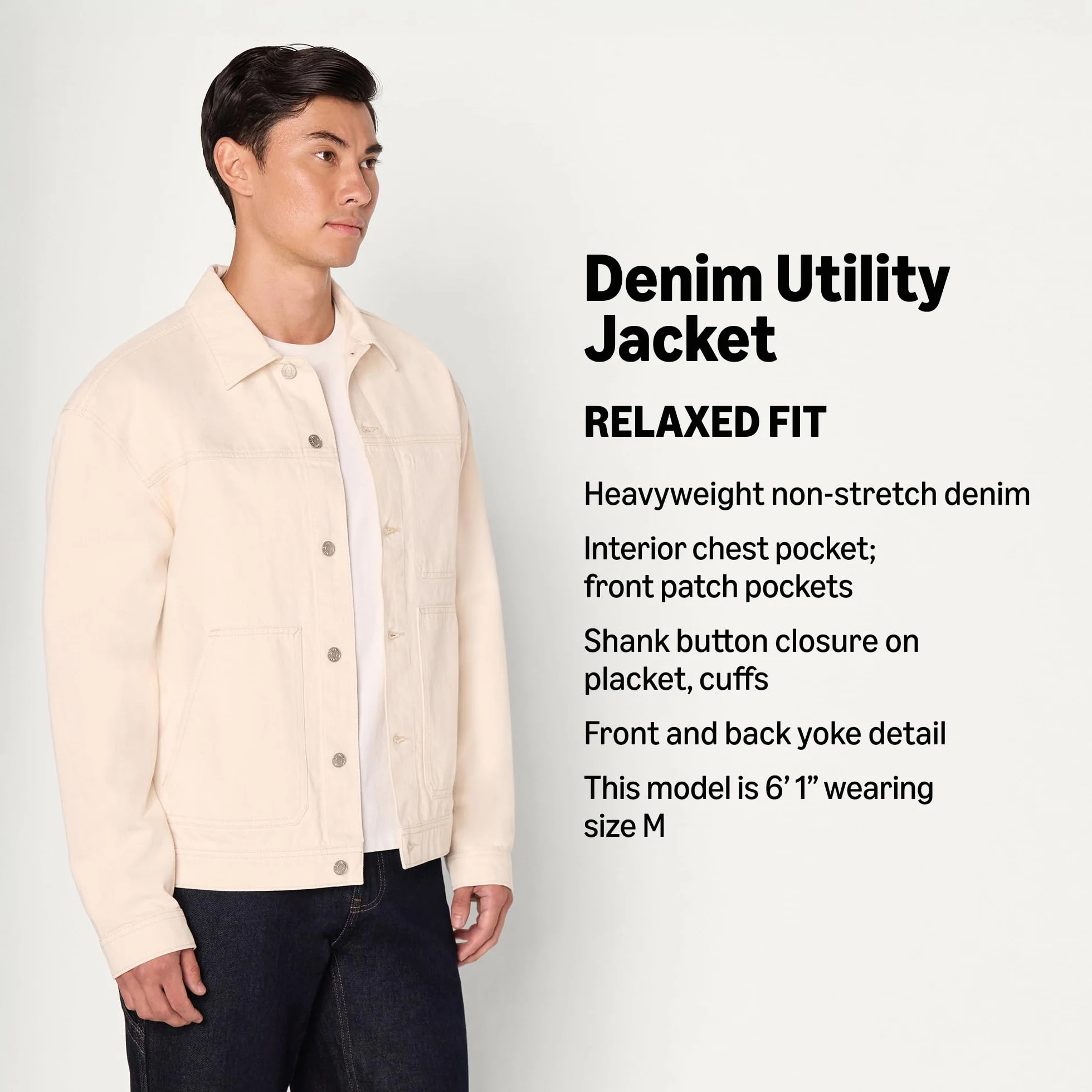 Amazon Essentials Męska kurtka sportowa Rigid Denim Relaxed-Fit