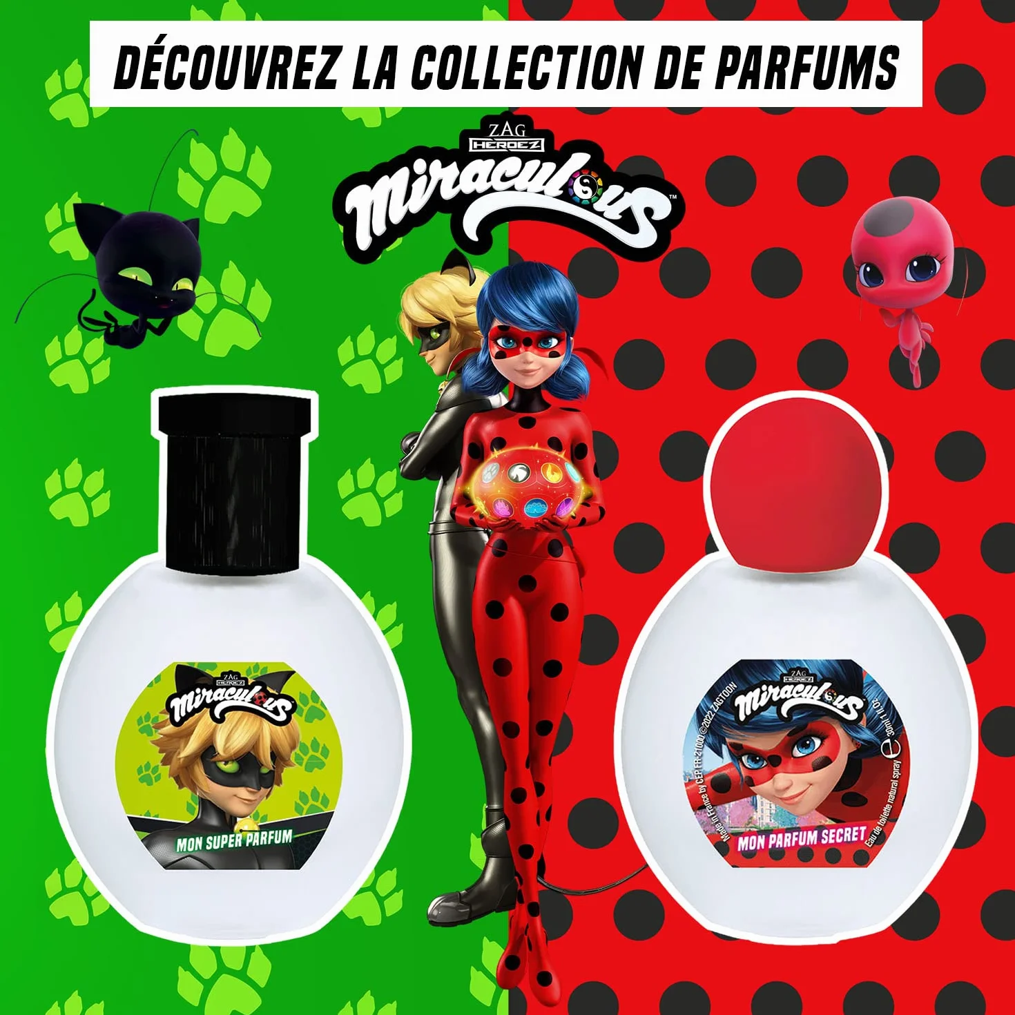 MIRACULOUS Biedronka Zestaw perfum dla dzieci dziewczynki woda toaletowa 30 ml + 1 perfumowana mgiełka 100 ml owocowo-kwiatowy zapach Wyprodukowano we Francji