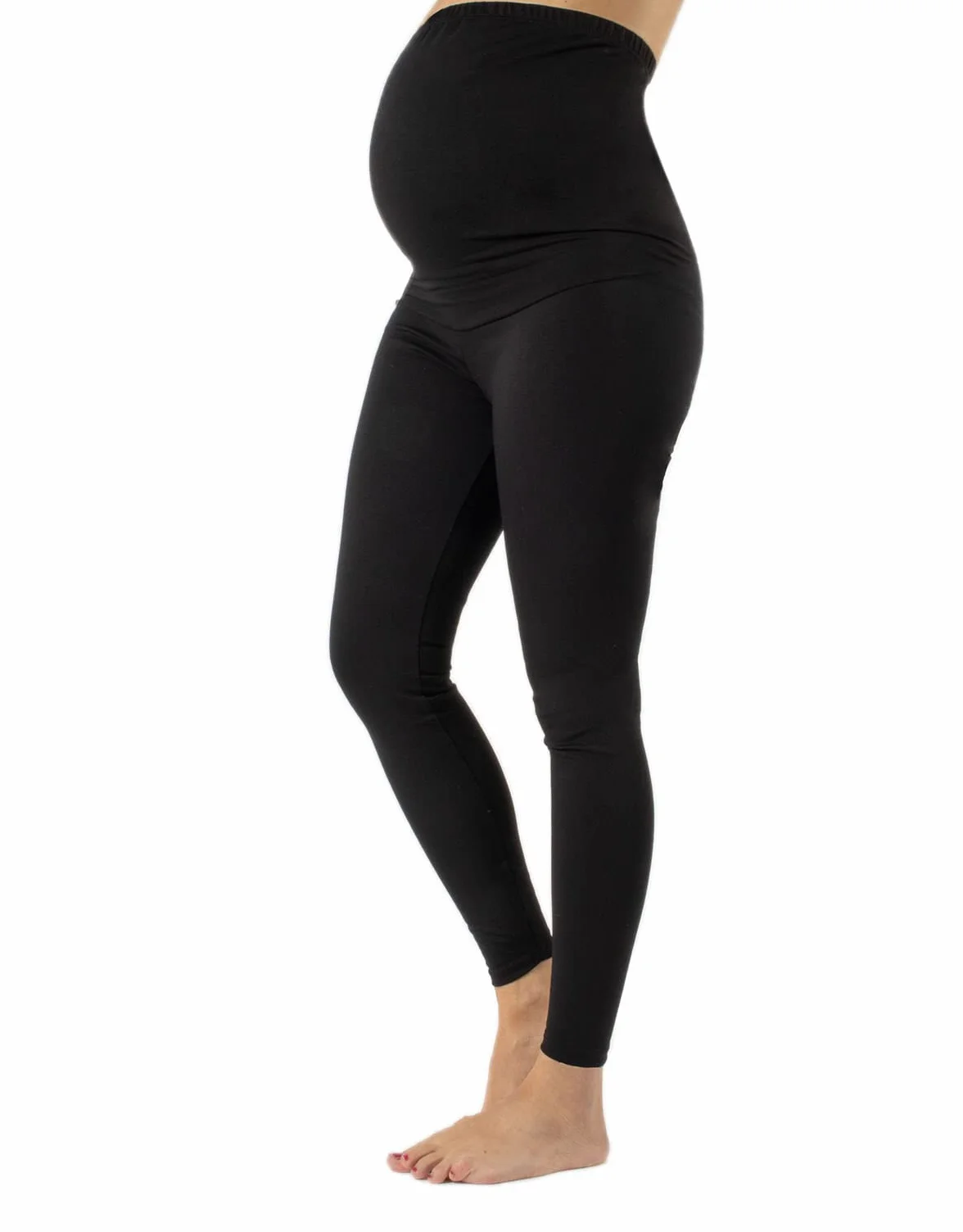 CALZITALY Spodnie ciążowe z wiskozy i bawełny, spodnie ciążowe, nieprzezroczyste spodnie dla kobiet w ciąży, czarne, zielone, S, M, L, XL, Made in Italy, czarny, XL