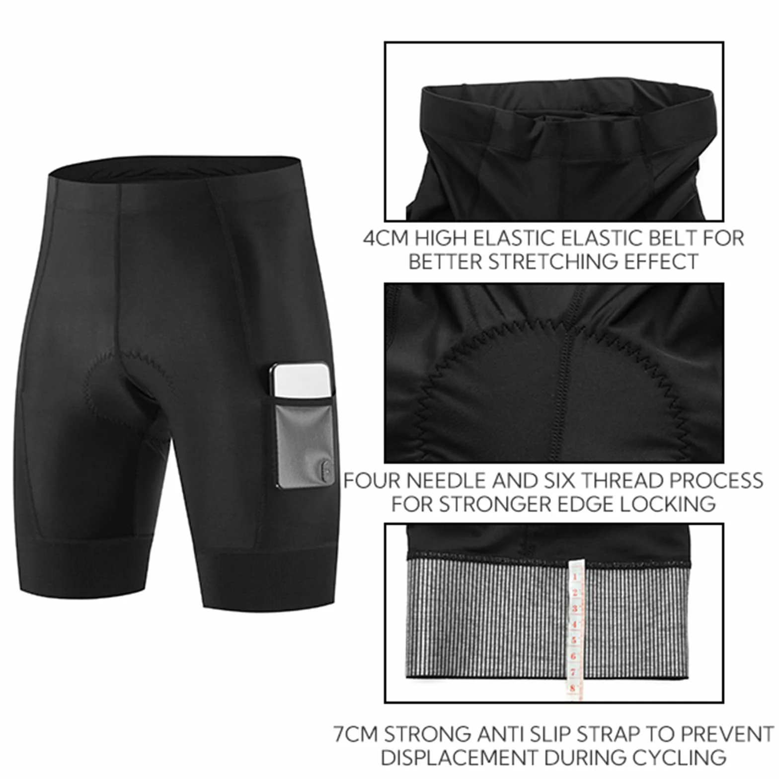 NuCamper Męskie 4D Spodenki Rowerowe Wkładką Żelową, Padded For Cycling, Oddychającą, Elastyczne, Szybkoschnące, Antypoślizgową Nogawką, Kolarstwo Górskie, Rower Sportowy, Na Świeżym Powietrzu