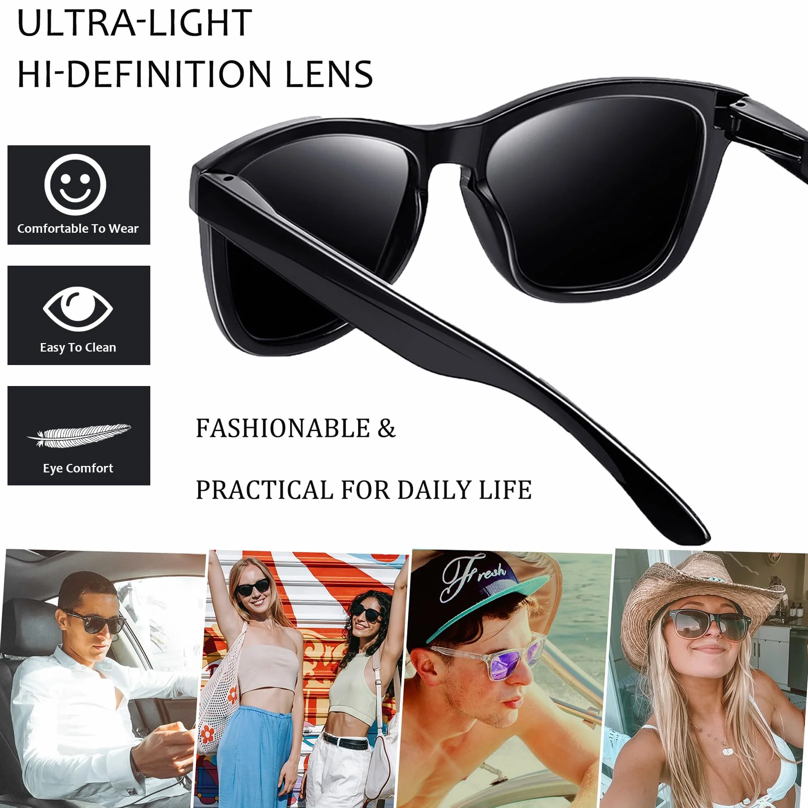 Joopin Polaryzowane okulary przeciwsłoneczne Męskie damskie 100% ochrona przed promieniowaniem UV Unisex Retro Okulary przeciwsłoneczne do jazdy
