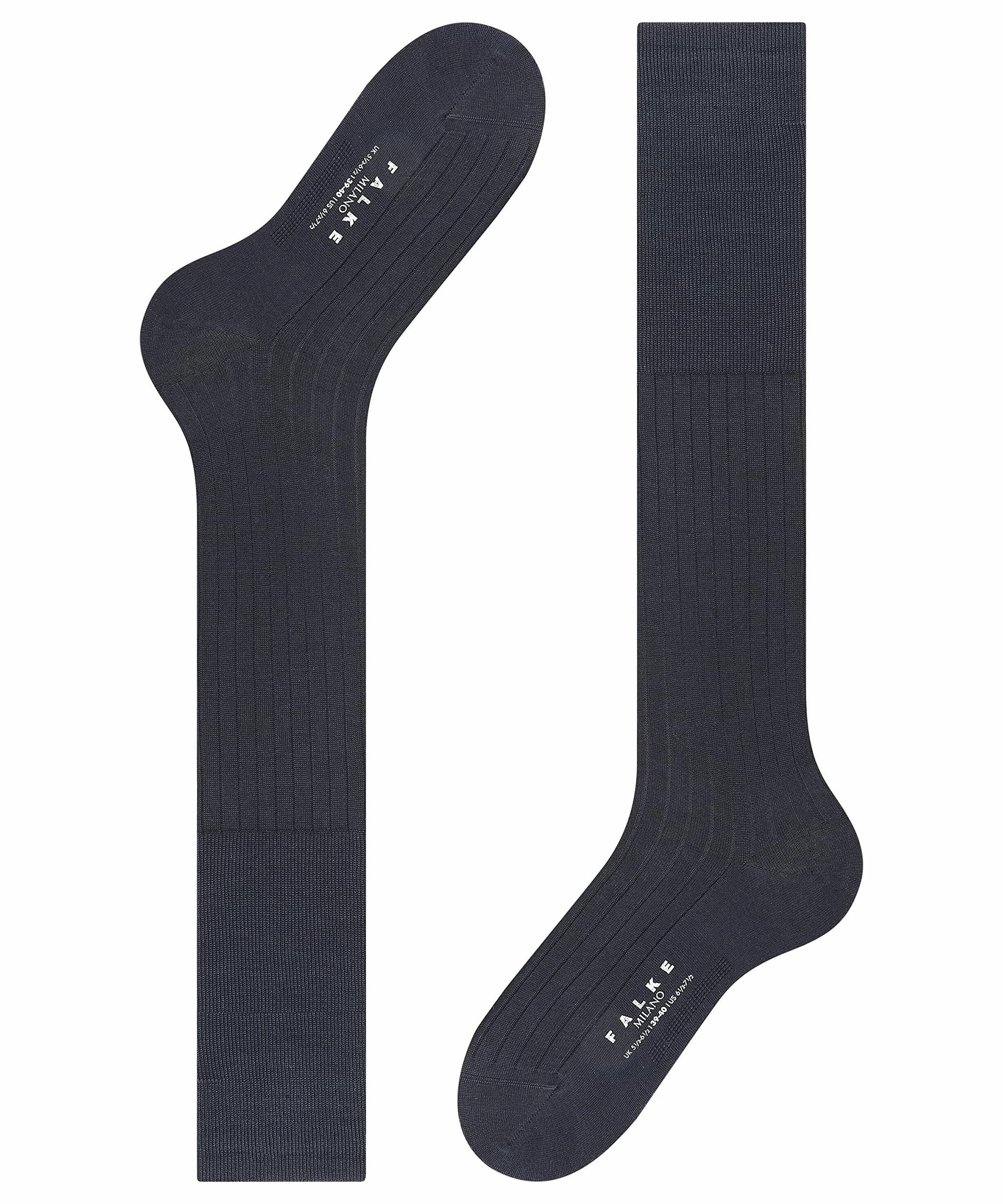 FALKE Mężczyźni Podkolanówki Milano M Kh Bawełna długie jednokolorowe 1 Para, Niebieski Dark Navy 6370, 43-44