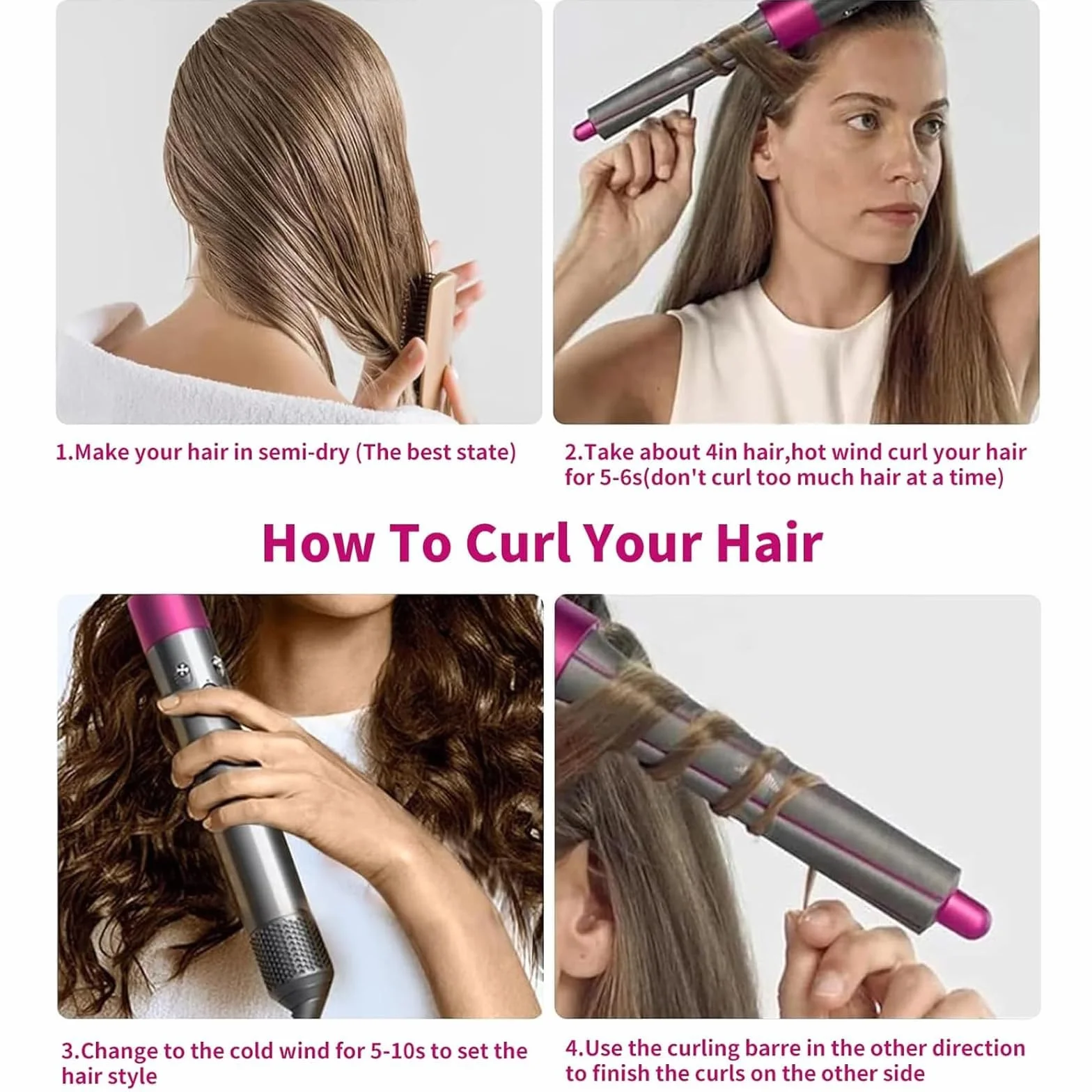 1 para nakładek do loków o długości 20 mm do Airwrap Styler HS05 HS01, nakładka do loków Dyson, profesjonalne lokówki do włosów dla objętości i kształtu