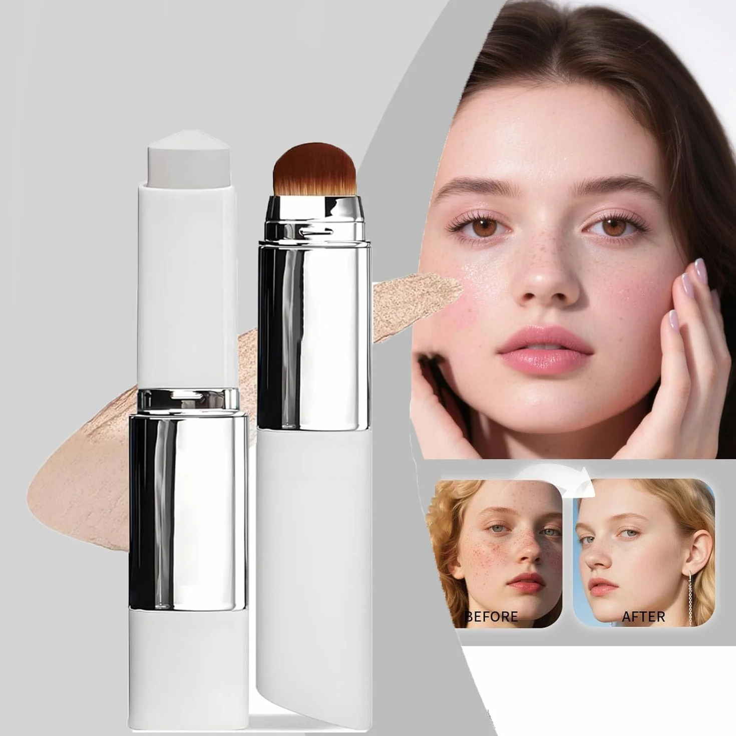 V White Koreański podkład zmieniający kolor w sztyfcie z główką pędzla krem kryjący naturalny