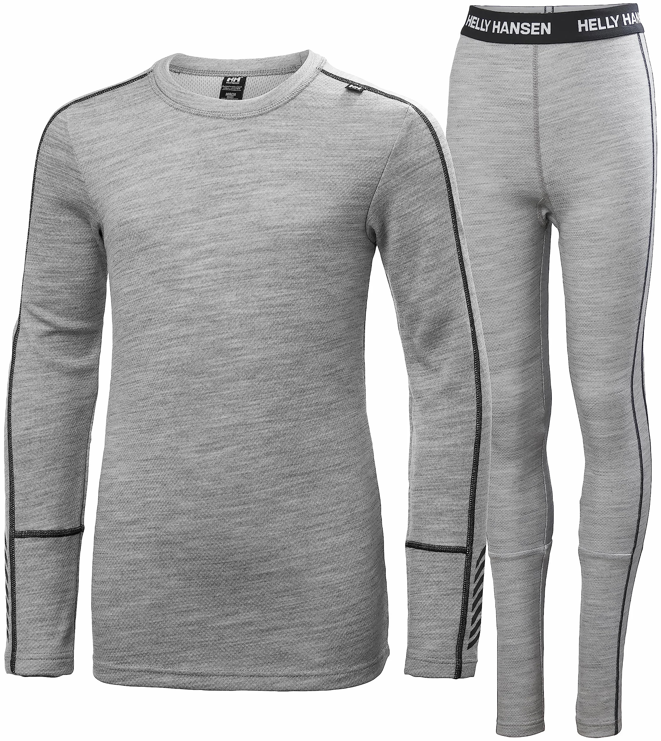 Helly Hansen Junior Unisex Jr LIFA Merino Midweight zestaw, szary melanż, 14