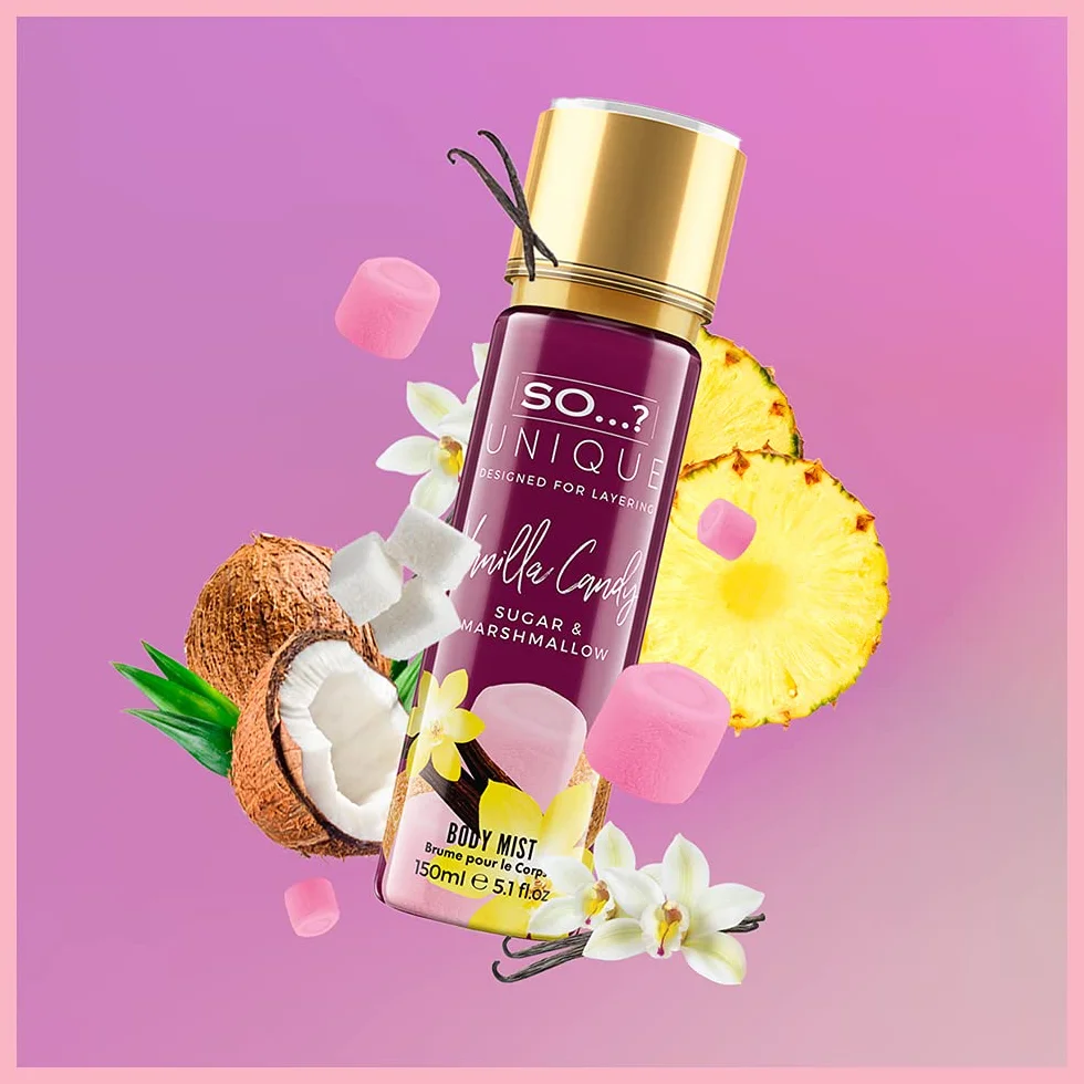 So... ?. Unique damski zestaw zapachowy Candy Kiss, Truffle Cream, Sweet Pea, Vanilla Candy spray do ciała, mieszany zestaw zapachowy, 150 ml (3 sztuki)