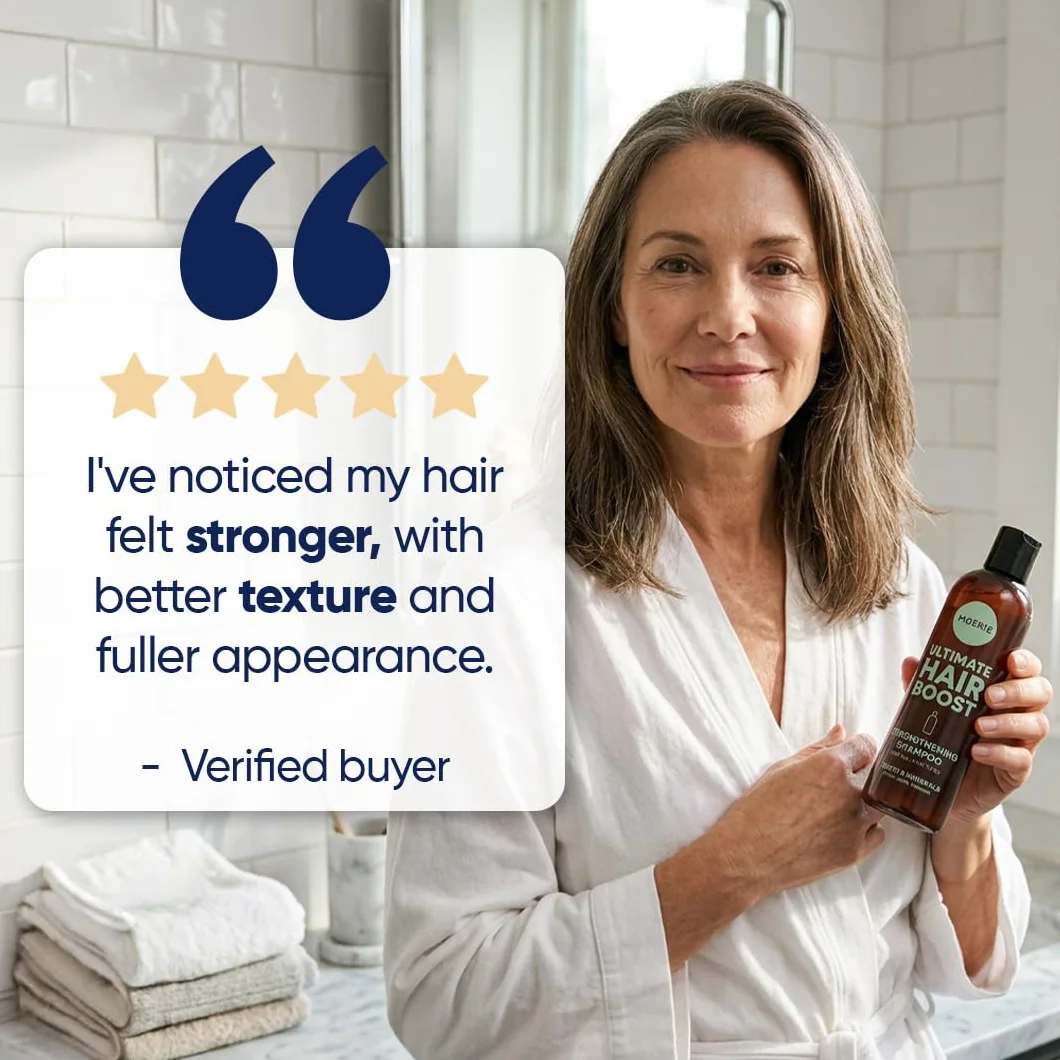 Moerie Ultimate Hair Growth Shampoo – dla dłuższych, grubszych, pełnych włosów, wegańskie, bez parabenów i silikonu