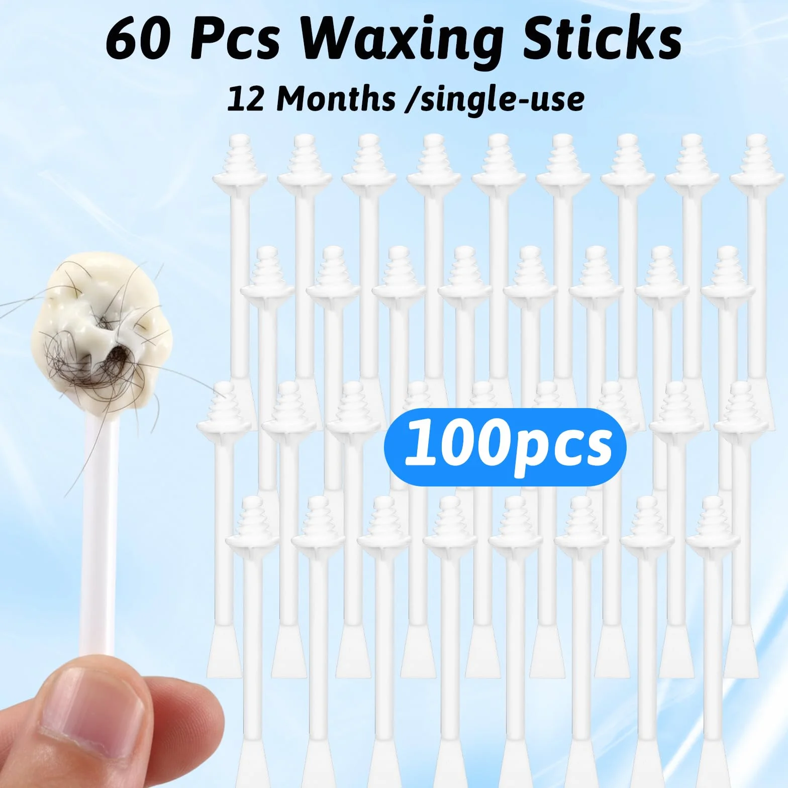 100 sztuk pałeczek do wosku do nosa, aplikatory do włosów w nosie, podwójne zastosowanie, wosk do nosa, pałeczki z tworzywa sztucznego, aplikatory do czyszczenia nozdrzy dla mężczyzn i kobiet