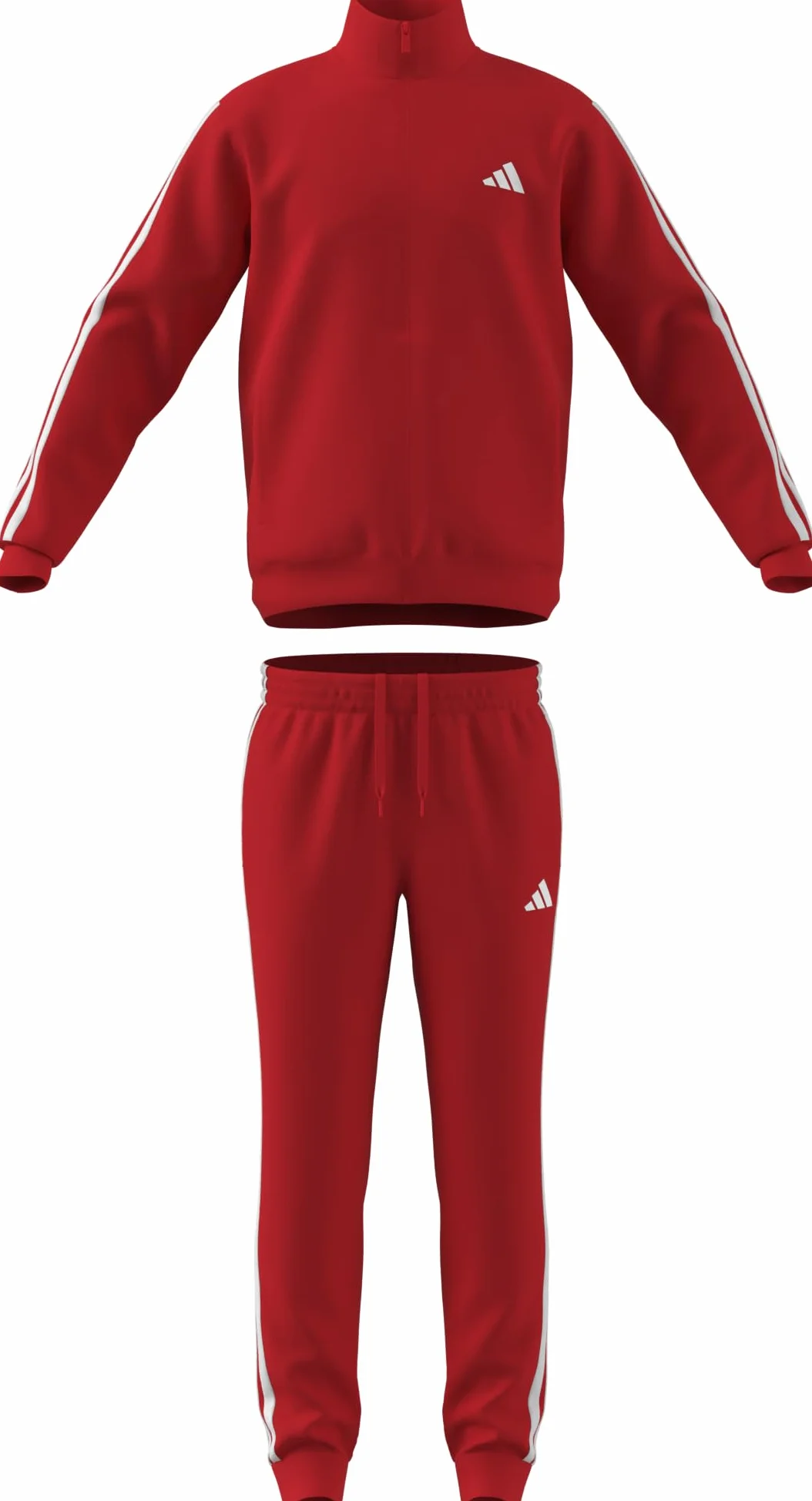 adidas heren SPORTSWEAR BASIC 3 STRIPES TRICOT TRACKSUIT, pure ruby/white, L