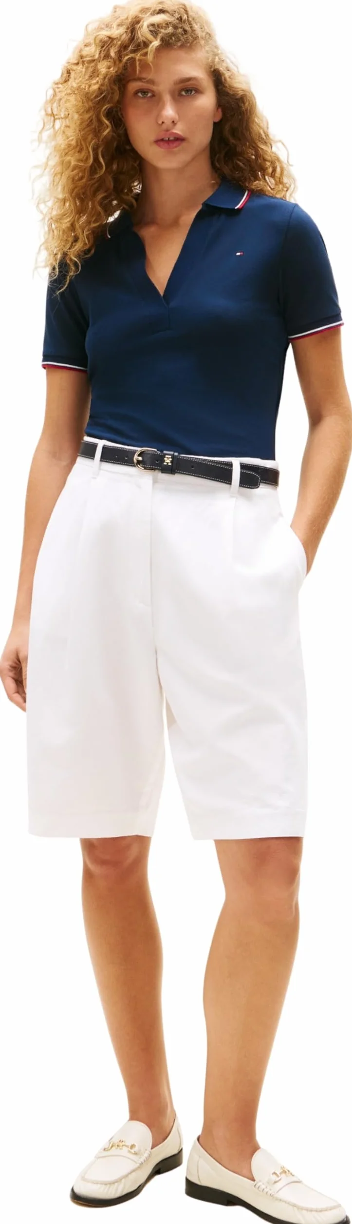 Tommy Hilfiger Polo damskie S/S, Niebieski (Dark Night Navy), 3XL