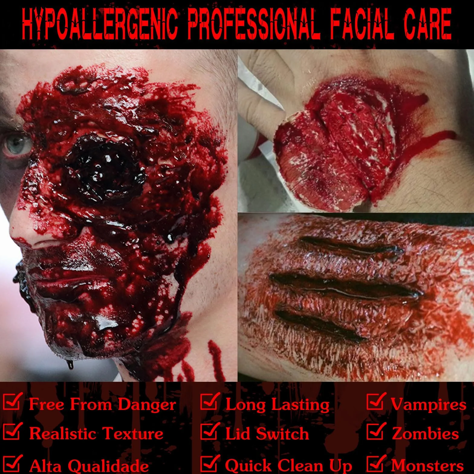 473ml Sztuczna Krew na Halloween, Płynna Krew Halloween, Sztuczna Krew, Realistyczna i Straszna do Zombie, Wampirzych Zębów, Przebrania i Makijażu Potworów, Sztuczna Krew do Skóry
