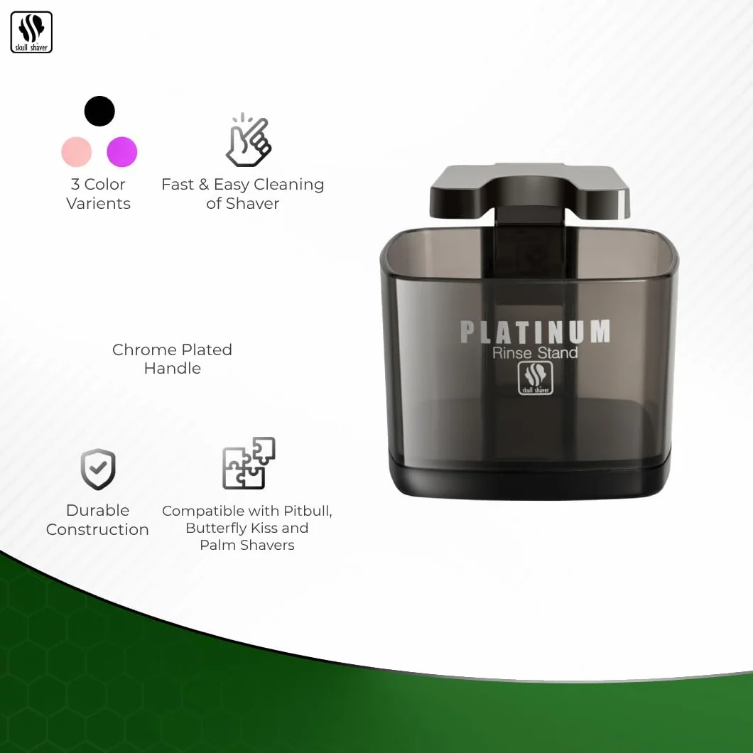 Stojak Platinum Rinse Skull Shaver do golarek elektrycznych Pitbull Butterfly Kiss Palm czarny
