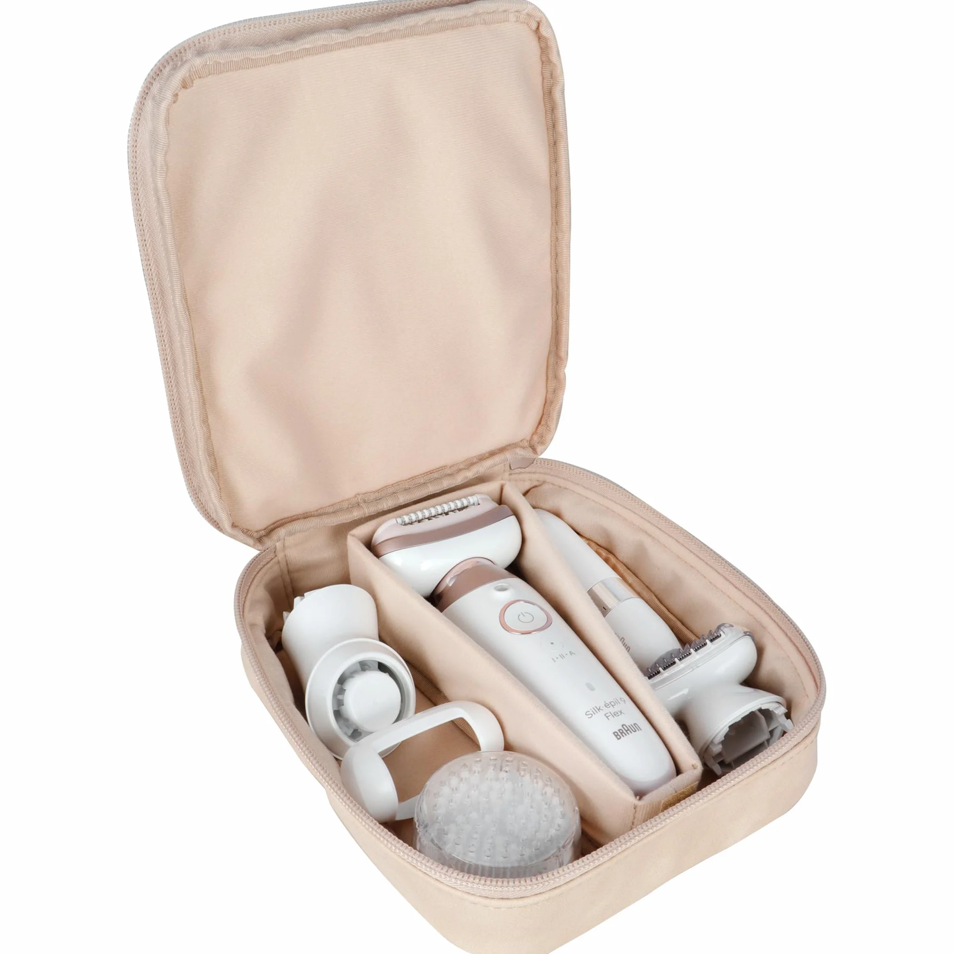 Braun Silk-épil 9 Flex depilator damski/depilator do długotrwałego usuwania włosów, mini golarka, nasadki do peelingu, 9-306 3D, biały/różowy tytan