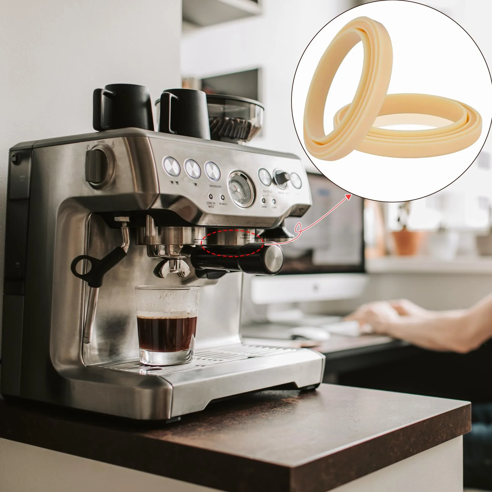 4 sztuki silikonowych pierścieni parowych bez BPA, uszczelka do ekspresu Sage The Barista Express BES875UK SES875BKS SES875BTR2GUK1 Breville ekspres do espresso 878/870/860/840/810/500/450 Sage 500