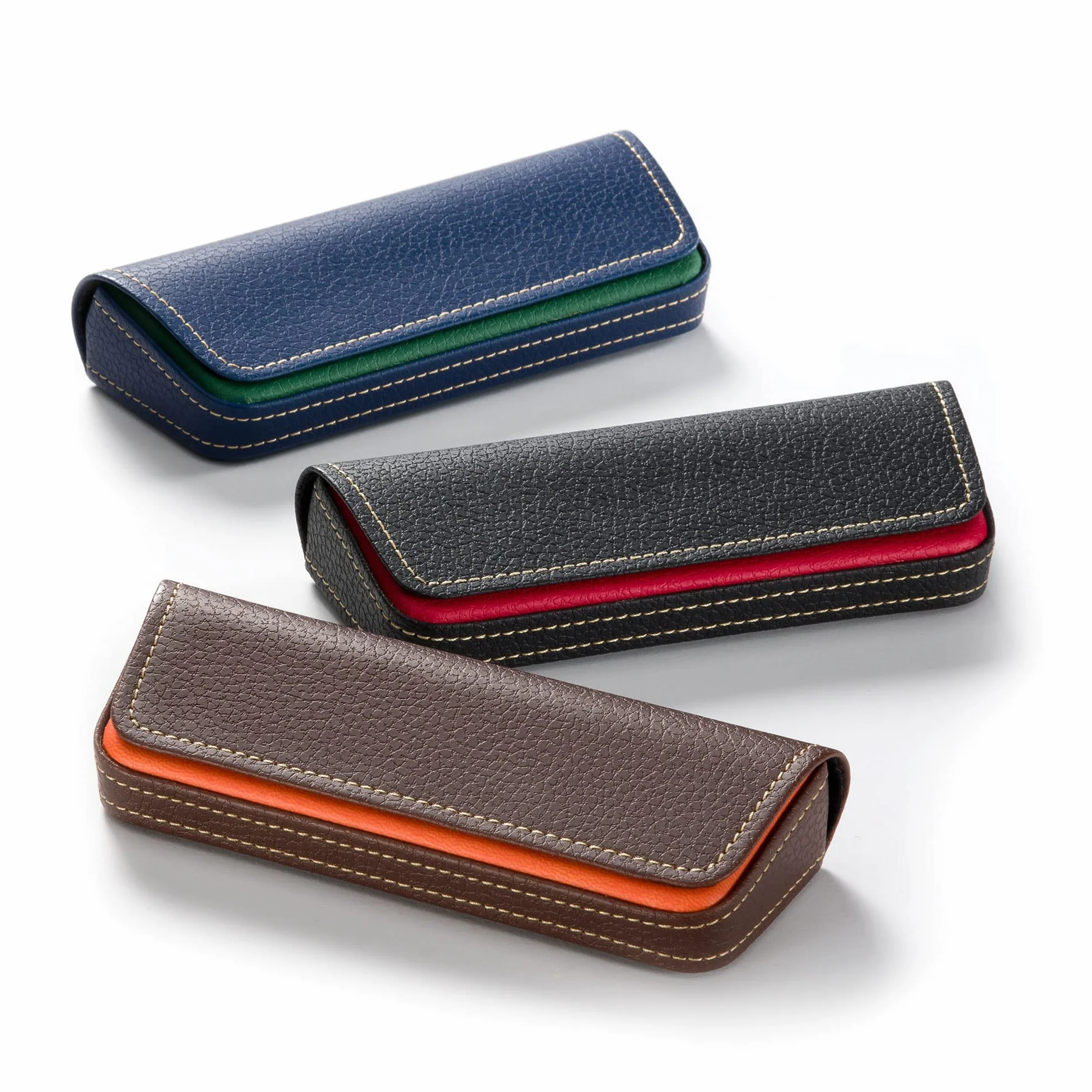 FEFI - Eleganckie etui na okulary w dwóch odcieniach skóry, Czerwony, M