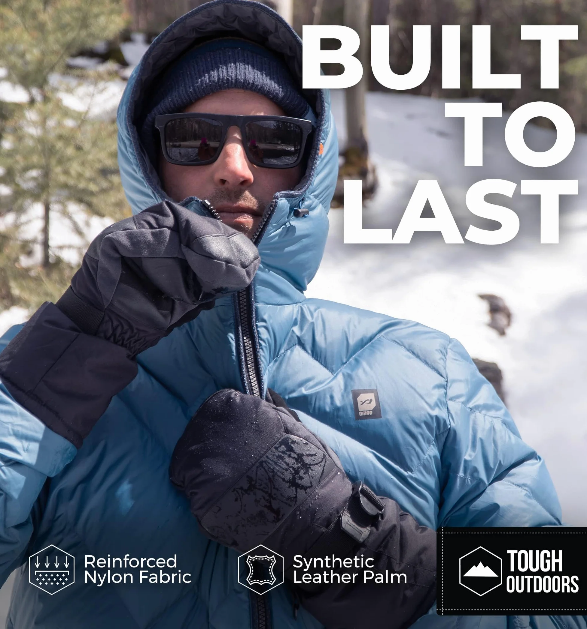 Tough Outdoors Zimowe rękawice narciarskie dla mężczyzn i kobiet - rękawice śnieżne dla dorosłych na zimną pogodę - wodoodporne rękawice snowboardowe, narciarstwo