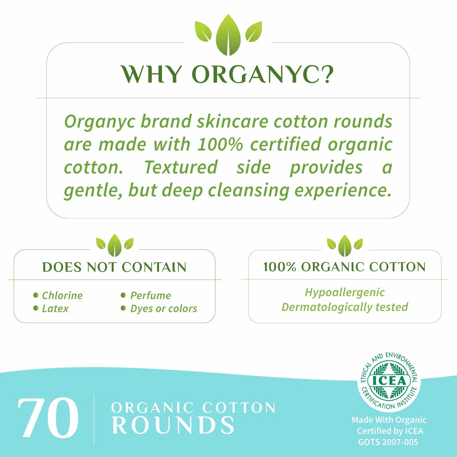 Organyc, Płatki ze 100% certyfikowanej bawełny organicznej, opakowanie biodegradowalne - 4 opakowania po 70 sztuk (razem 280 sztuk)