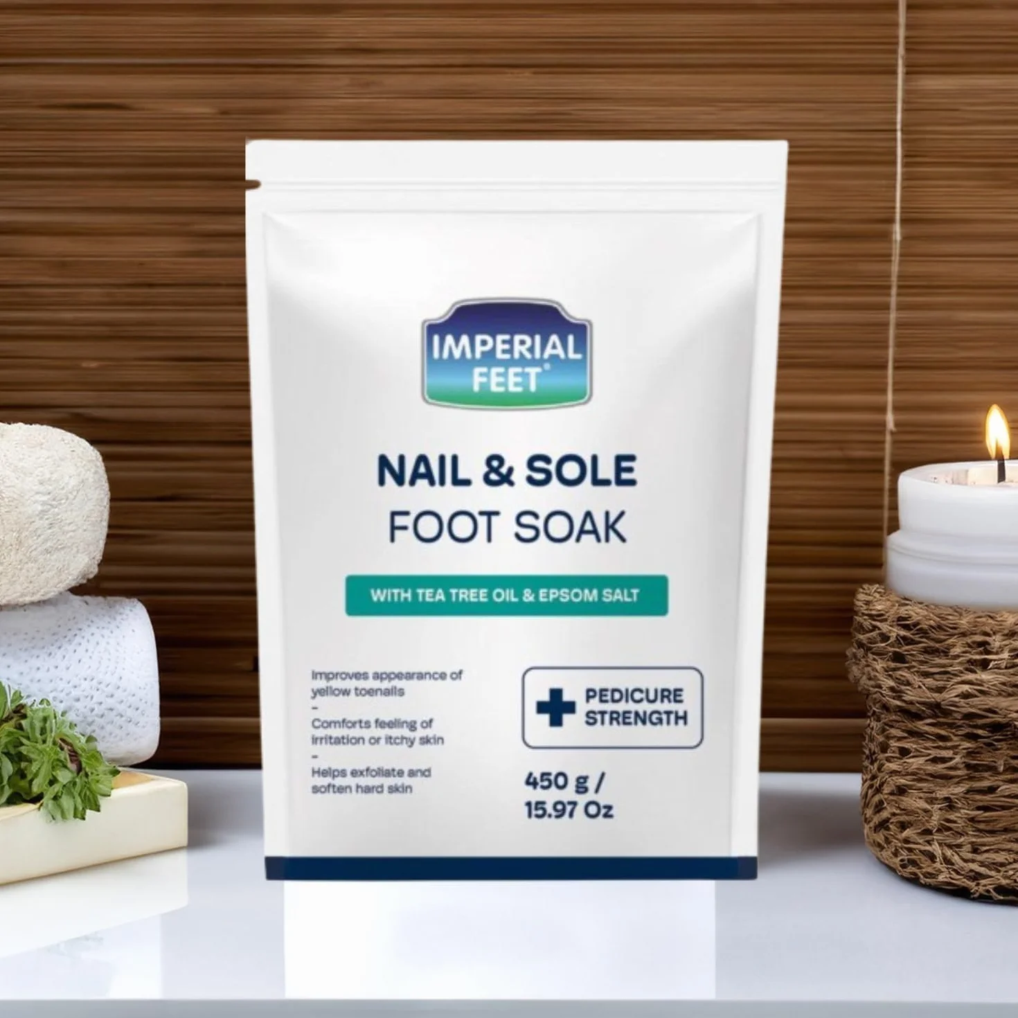 Pedicure Quality Foot Soak with Tea Tree Oil & Epsom Salt | Helps Treat Nail Fungus Athletes Foot | Anti Fungal Nail Treatment | Foot Moisturiser & Deodorizer Feet Soak | Exfoliating Foot Soak