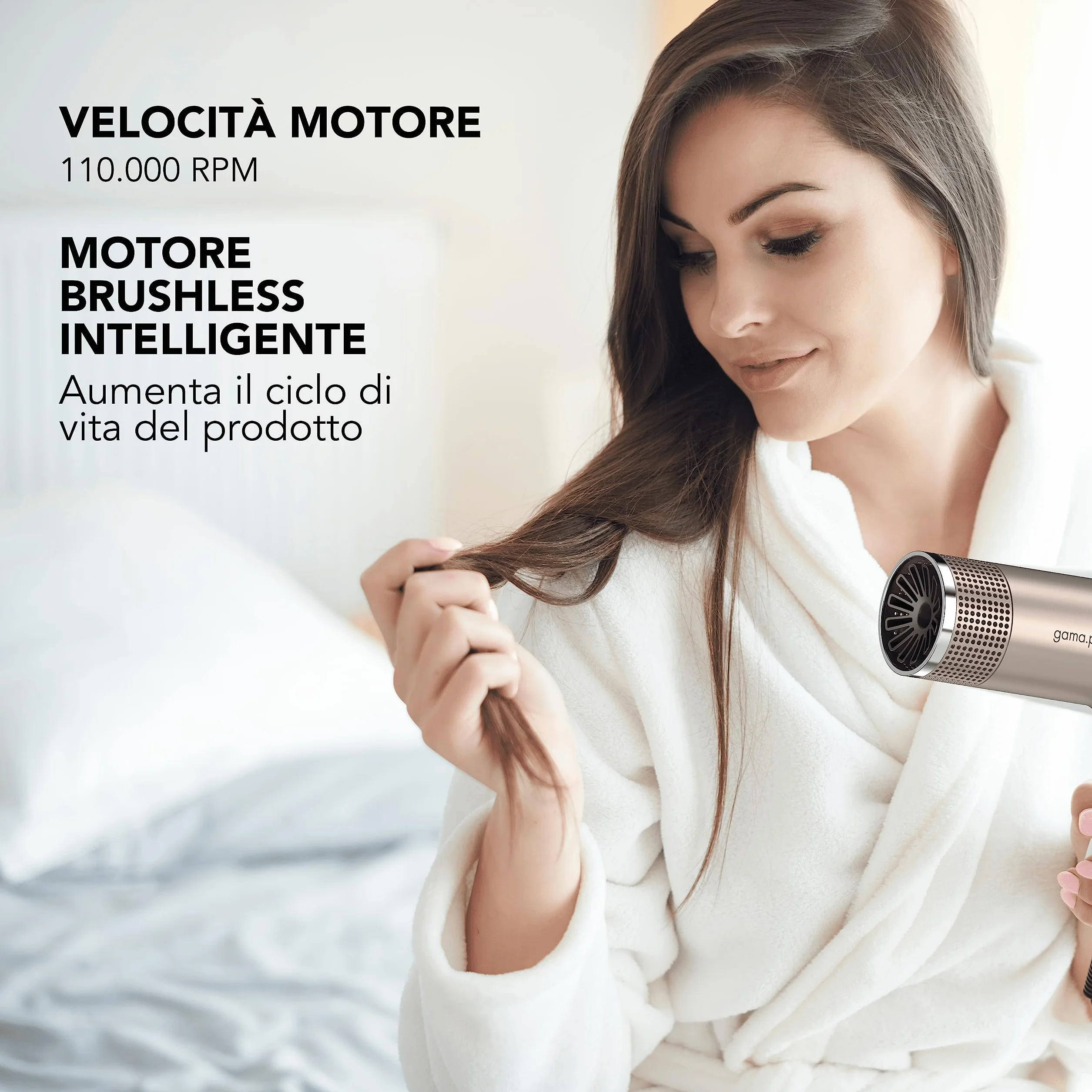 GA.MA Italy Suszarka iQ1 Perfetto 1600 W Bezszczotkowy Silnik 110.000 obr/min Oxy-Active Złoty Róż