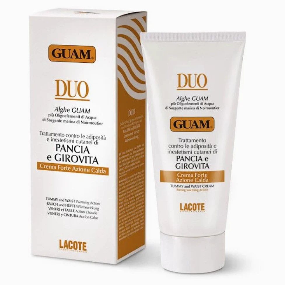 Guam, Duo krem do brzucha i talii, silny krem na gorąco, do leczenia otyłości i zanieczyszczeń skóry, wyprodukowano we Włoszech, opakowanie 150 ml