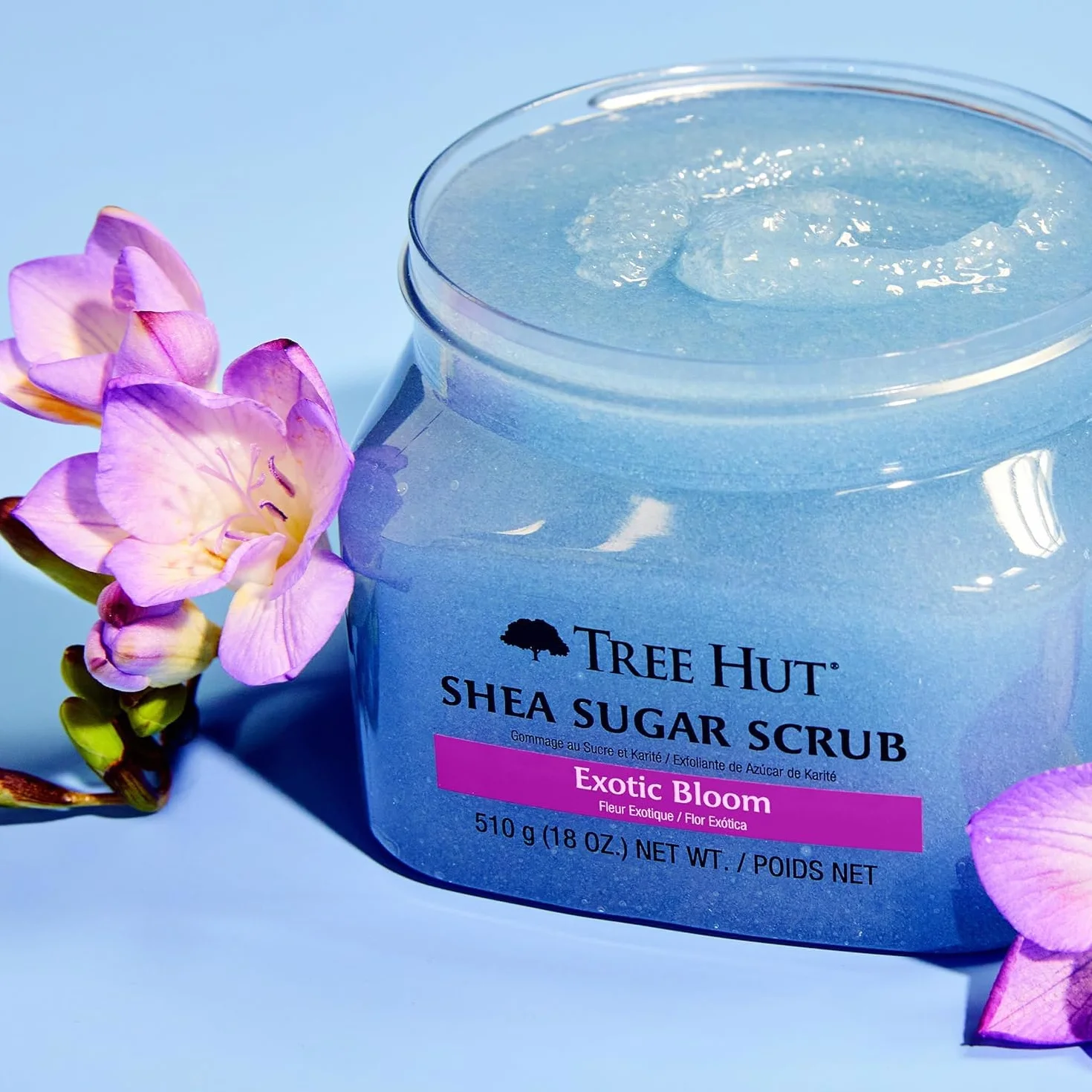 Tree Hut - Cukrowy peeling do ciała - Exotic Bloom - Puszka 510 g - Zawiera witaminę C i masło shea - Pomaga przywrócić połysk skóry - Odżywia głęboko i wygładza suchą skórę