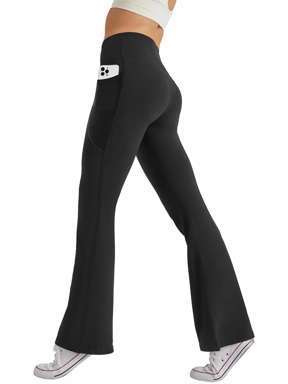 Glacspyg Spodnie do jogi Casual Pocket Jogging Spodnie damskie Sportowe Wysoka talia Jazz Szeroki elastyczny pas
