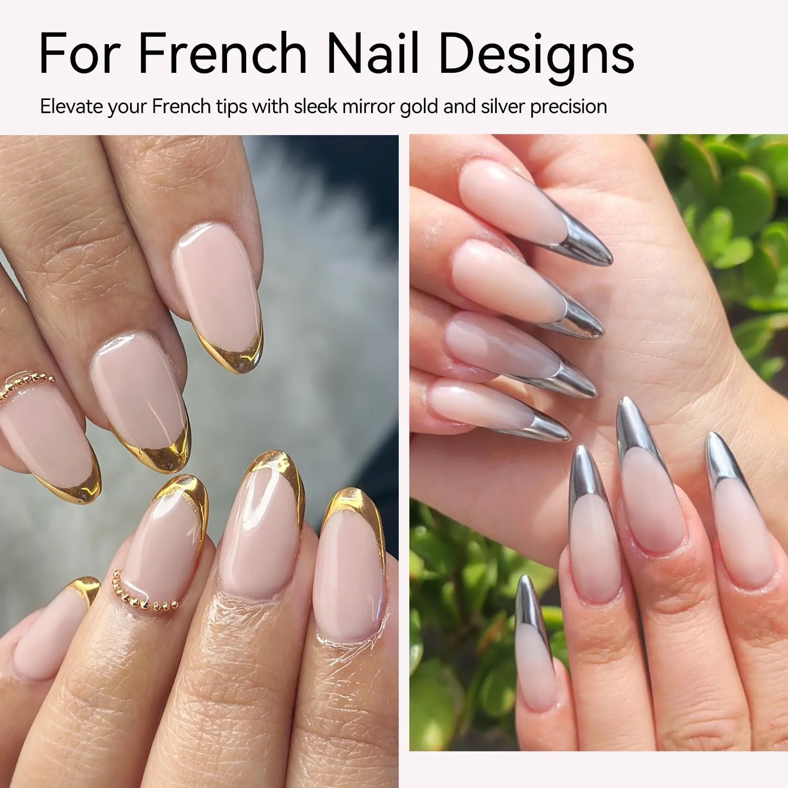 Born Pretty Zestaw żelowych lakierów do paznokci - Mirror Chrome Silver Gold Gel Liner Nail Art Metaliczny efekt lustrzany Swirl Nail Art Gel Polish zestaw do manicure do salonu DIY