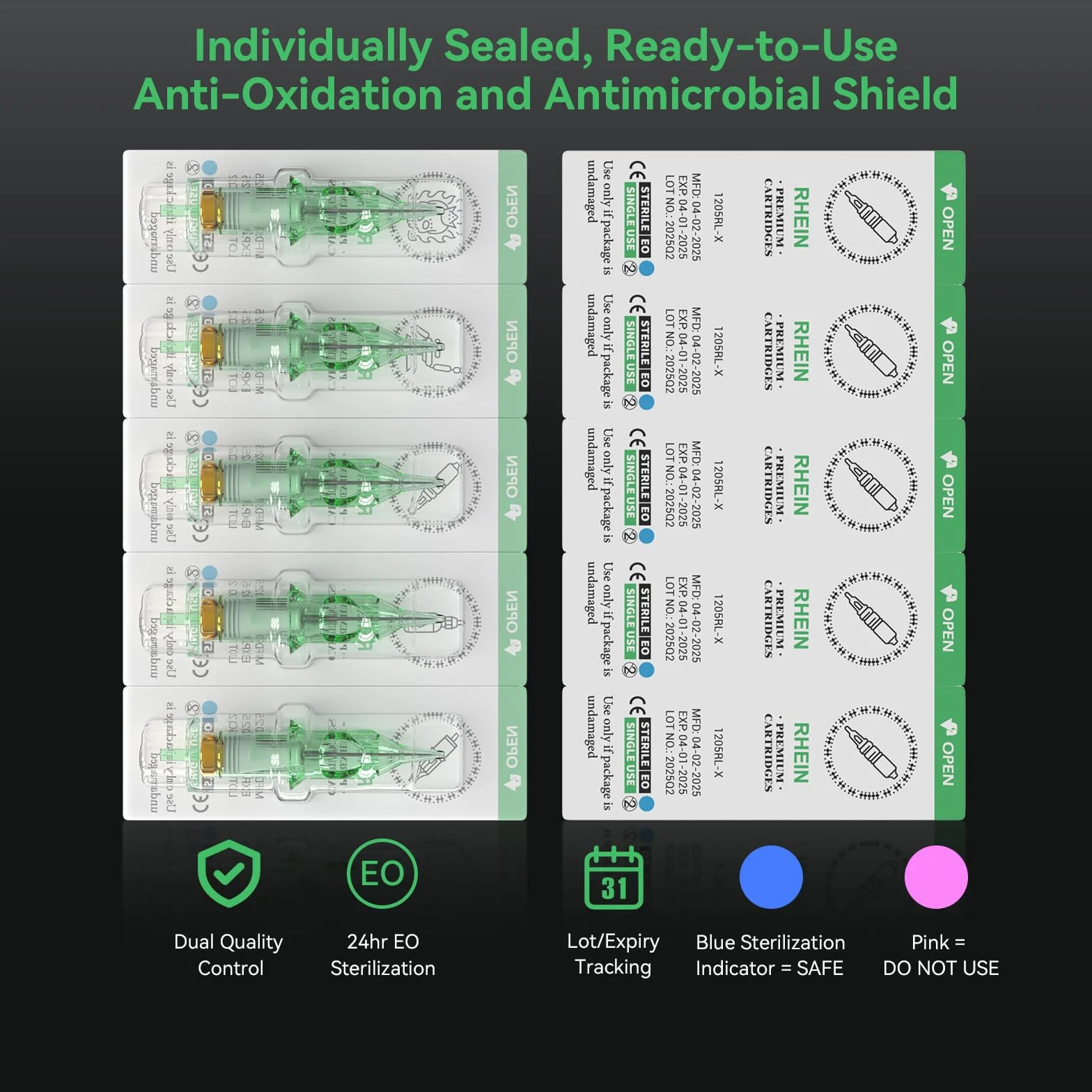 RHEIN Disposable Cartridges Set Mixed 50PCS #10 Bugpin okrągły Magnum 7RM 9RM 11RM 13RM 15RM 15RM akcesoria dla początkujących i artystów EN02R-50KIT-T