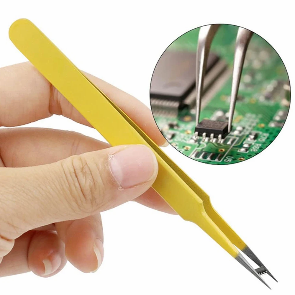 Antystatyczna pęseta ze stali nierdzewnej do elektroniki i pielęgnacji brwi/rzęs