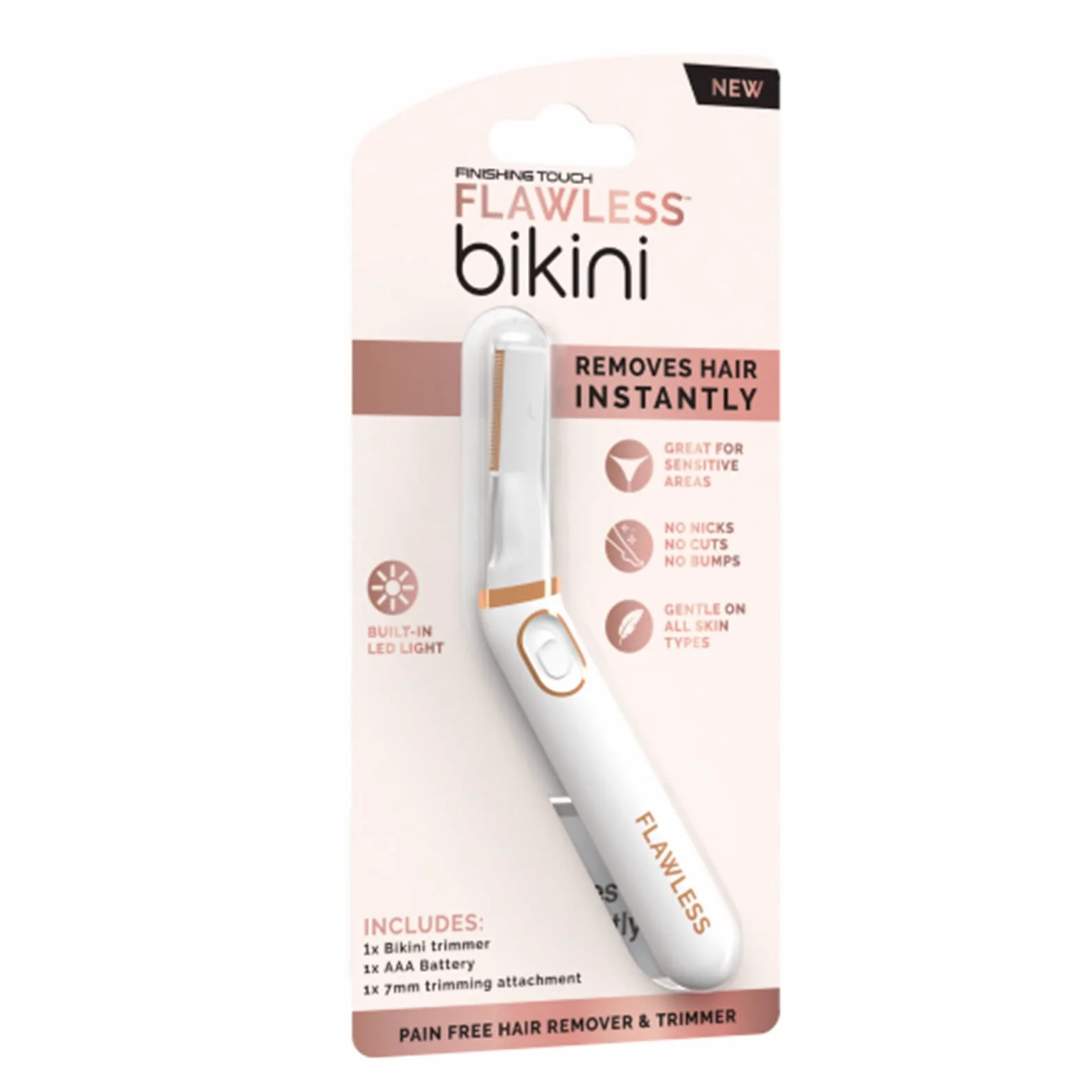 Finishing Touch Flawless Trymer do bikini, golarka do włosów łonowych dla kobiet, na sucho