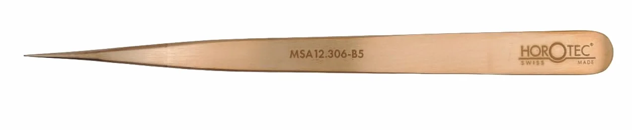 KD89 Horotec MSA12.306-B5 - Mocne i ostre brązowe pęsety, długość 125 mm, Brązowy