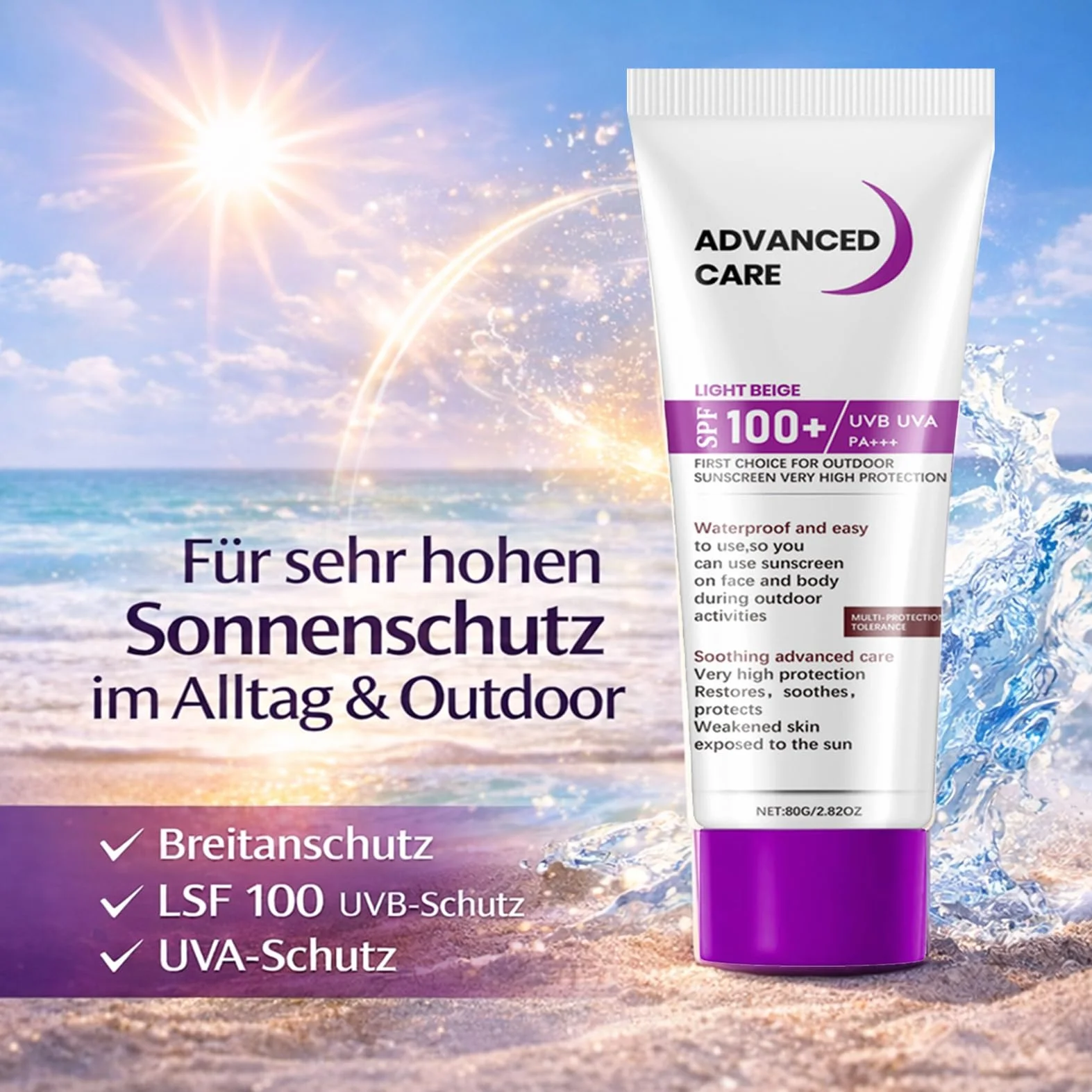 Krem przeciwsłoneczny SPF 100 – SPF 100 – ochrona przed słońcem do ciała i twarzy, silny krem przeciwsłoneczny – ochrona przed starzeniem się, ochrona przed promieniowaniem UV, nie tłuści, nawilżający
