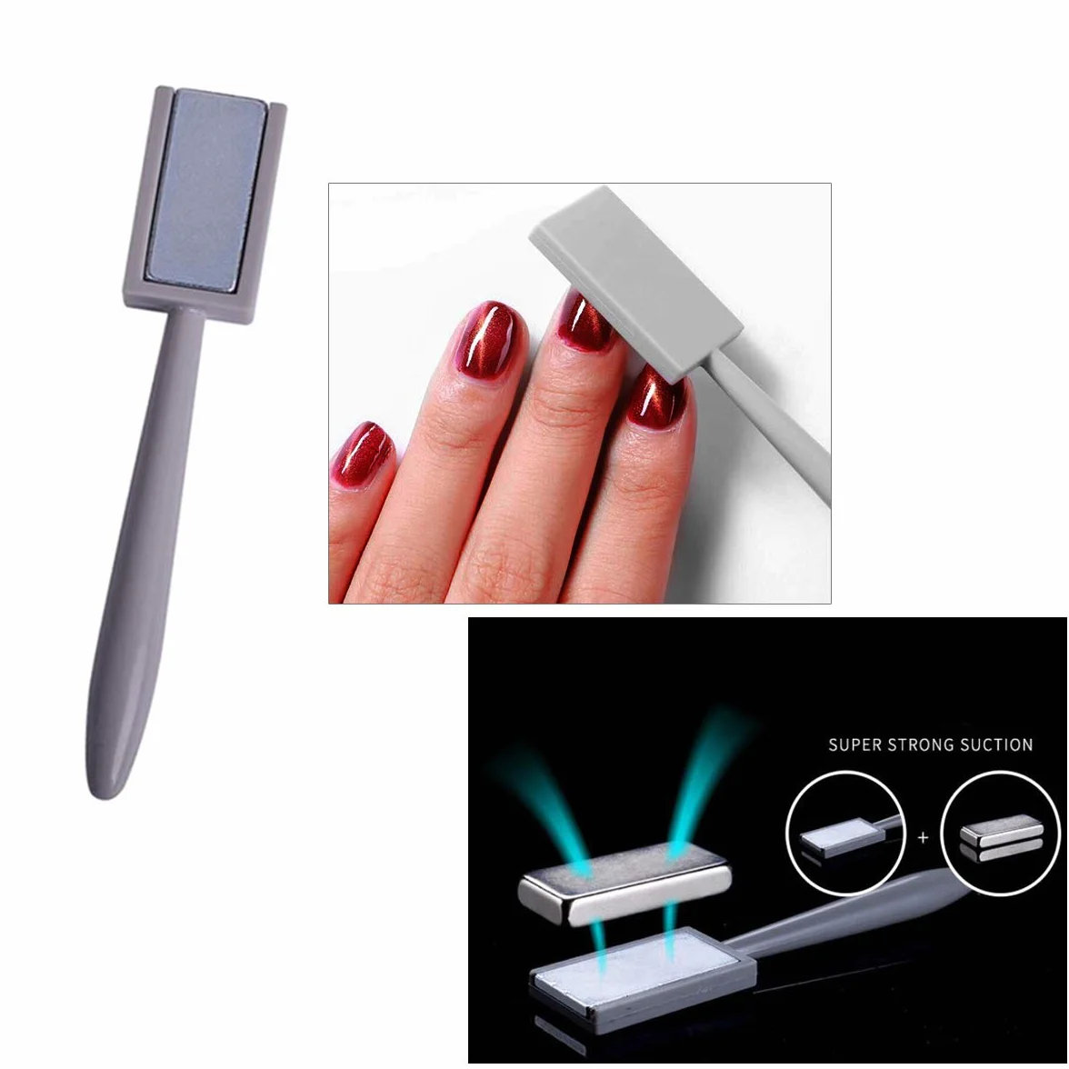 MWOOT Zestaw narzędzi z magnesem do paznokci, podwójna główka kwiat design magnes do paznokci długopis i silny magnes w sztyfcie kropki długopisy do samodzielnego wykonania 3D magnetyczne kocie oko