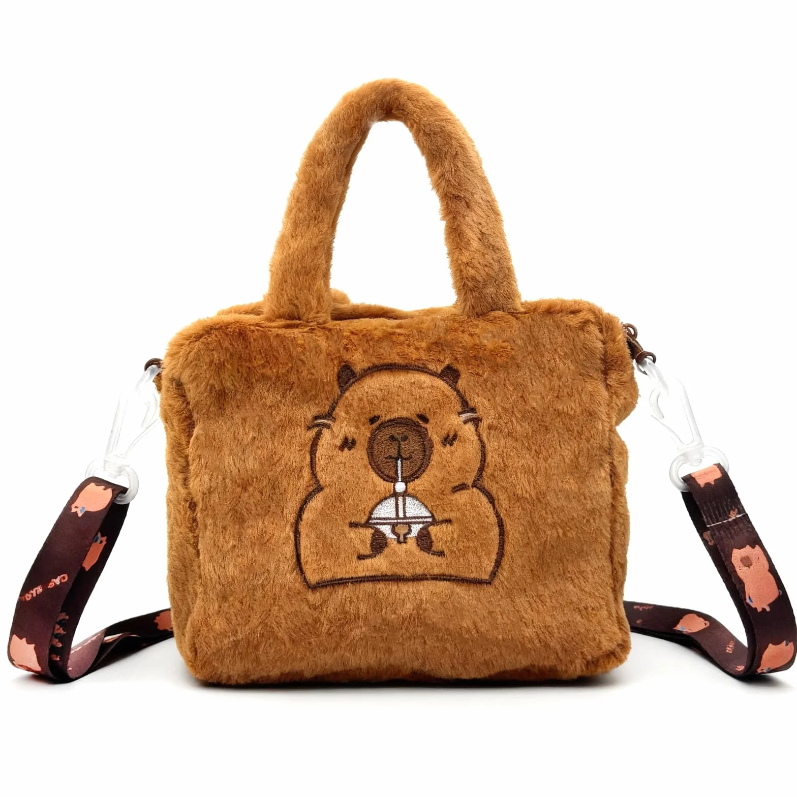 Capybara Pluszowa torebka dziewczęca, urocza dziewczęca torba na ramię, torba na ramię z regulowanym paskiem na ramię, torebki crossbody, na zakupy, podróże, prezenty dla dzieci, 18 x 16 x 6