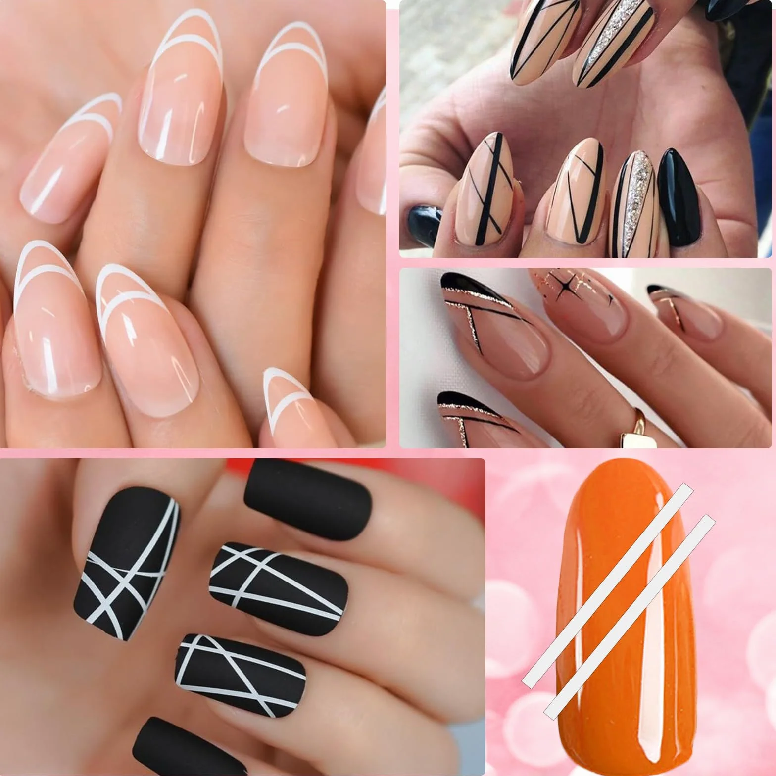 36 arkuszy francuskich paznokci, szablony do manicure, naklejki na paznokcie, francuskie naklejki na paznokcie, szablony do manicure, tip, szablon do manicure, w kształcie litery U, francuskie