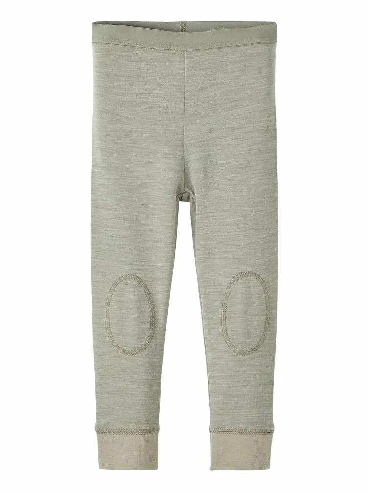 Bestseller A/S Chłopięce NMMWUPSUS Wool/COT LONGJOHN XXIII legginsy, Vetiver, 110, wetiver, 110