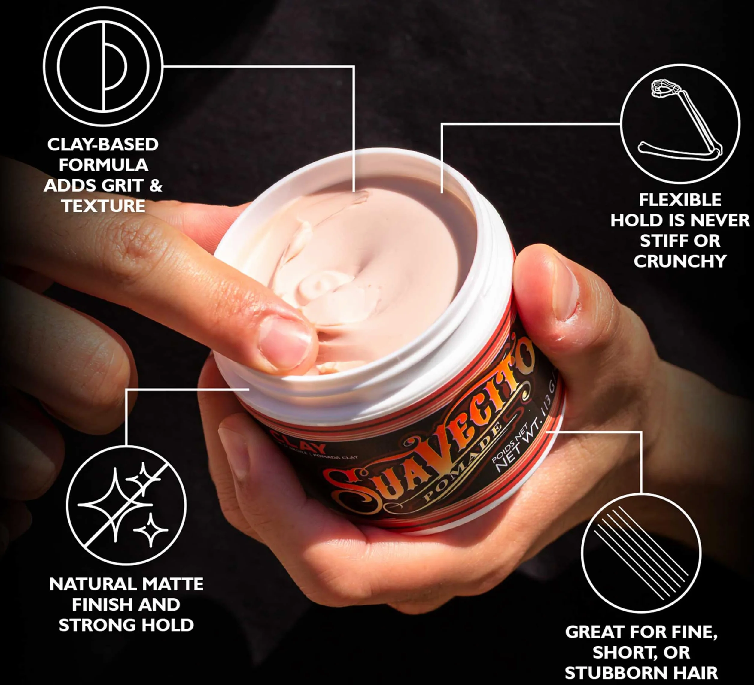 Suavecito - Clay Pomade - Glinka do włosów 113g