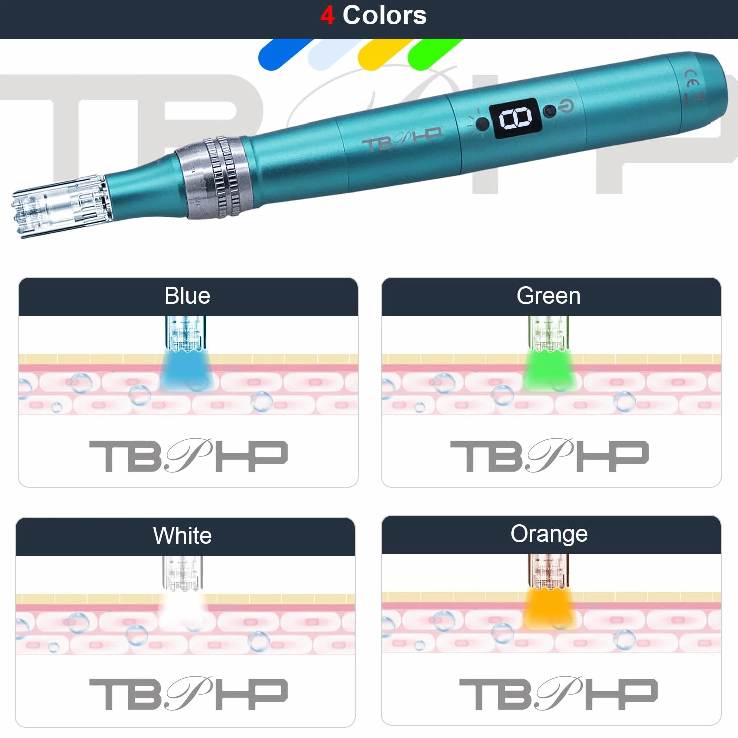 Dermapen TBPHP P20RL z LCD mezoterapia 8 poziomów regulacji prędkości + wkłady 25 szt