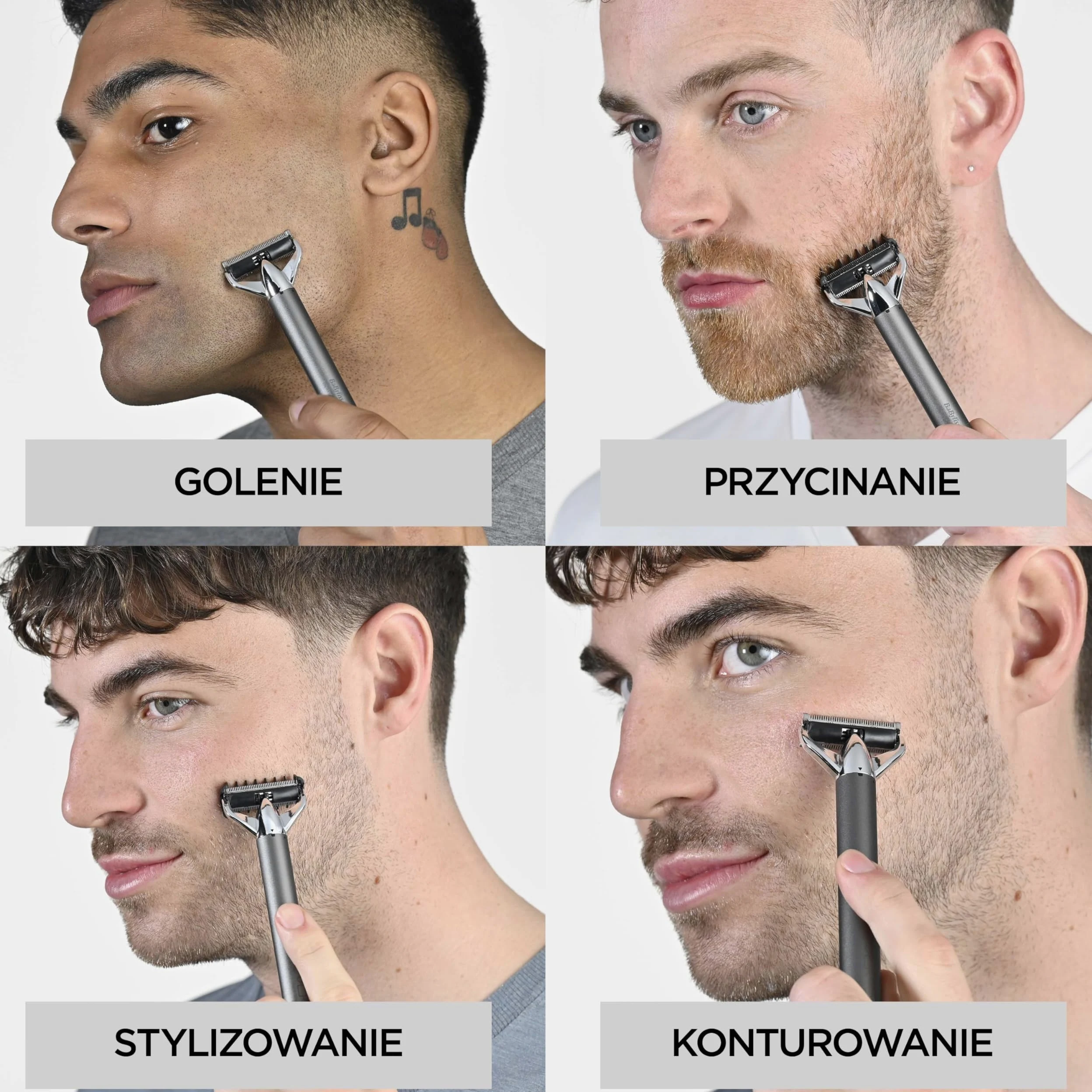 BaByliss X-Blade Trymer do Zarostu i Brody, Ultraostre ostrza, Głowica 50°, 4 nasadki 1-5 mm, Akumulator litowo-jonowy, Wodoodporny OT996E