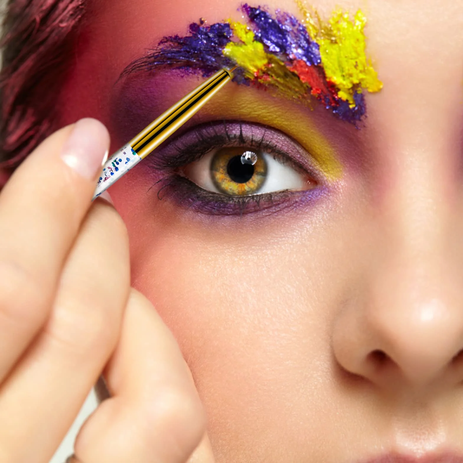 WLLHYF 12 pędzli do eyelinera, cienka końcówka, żel do makijażu, aplikatory, do mokrego pudru, płynnego żelu i narzędzie do makijażu