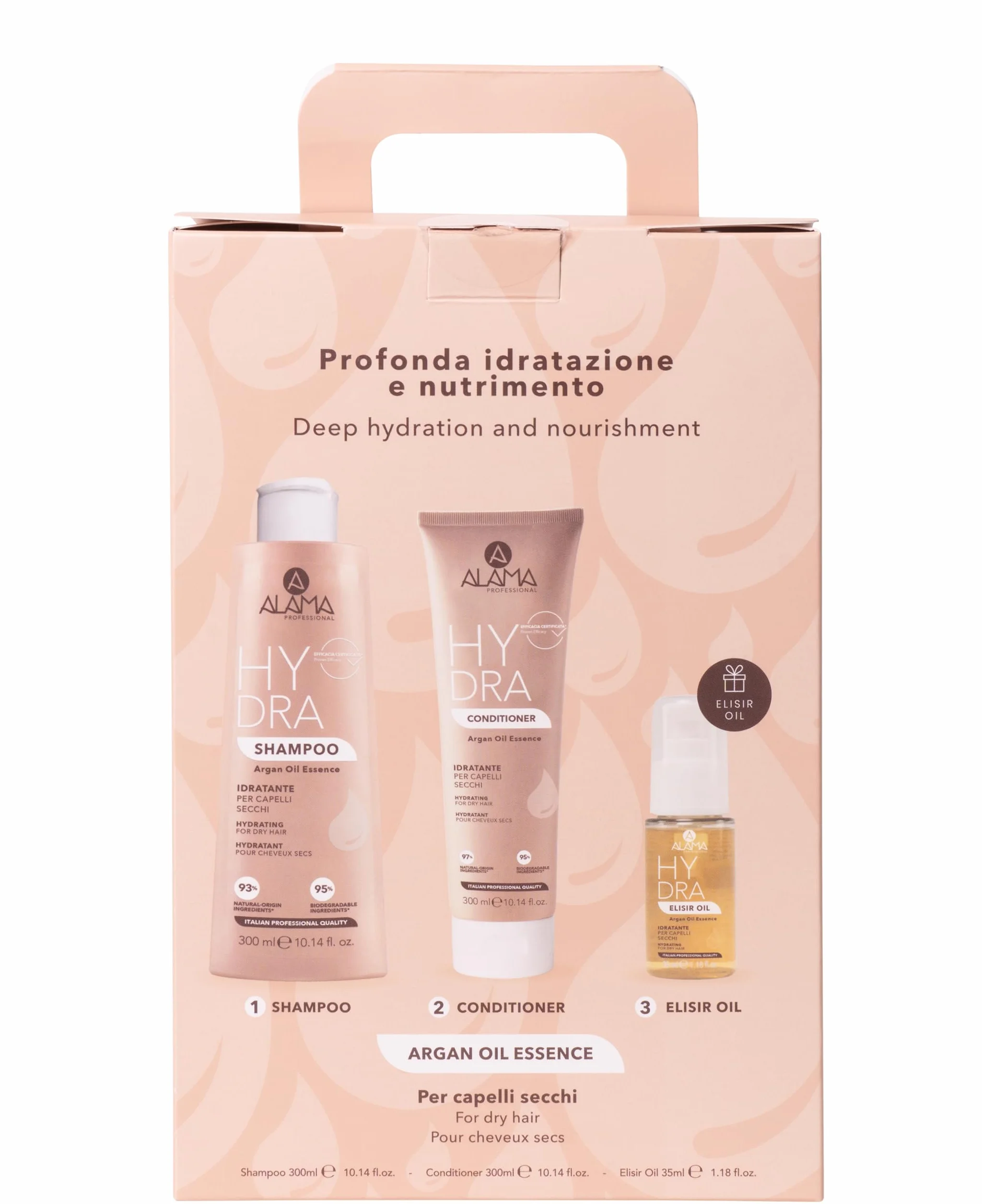 Alama Professional Hydra Hair Beauty Routine Box, szampon + odżywka + olejek eliksir