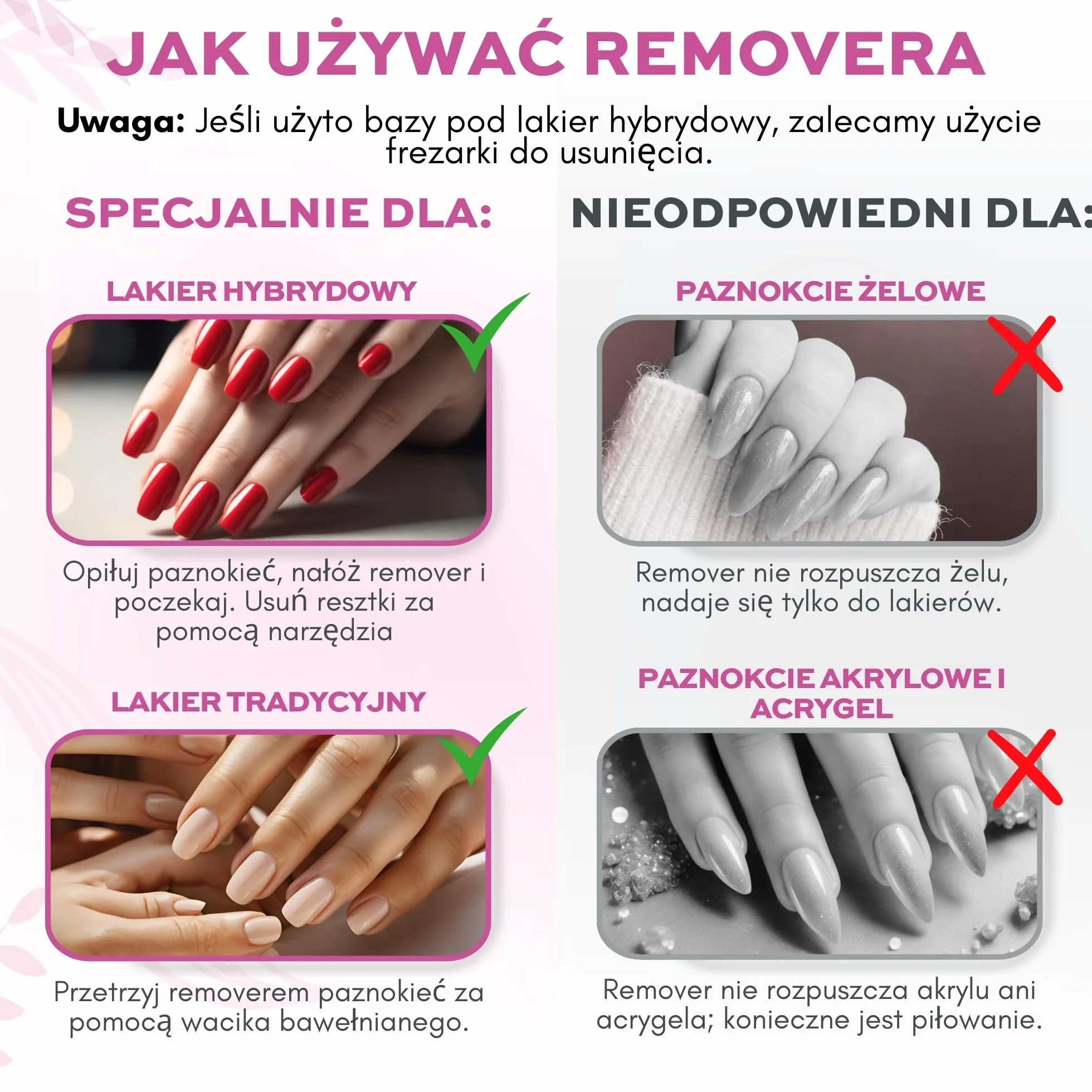 Zmywacze Remover Pure Acetone 100 ml Professional - Soak Off UV-LED Nail Polish Remover - Semi Permanent Nail Polish Remover Solvent