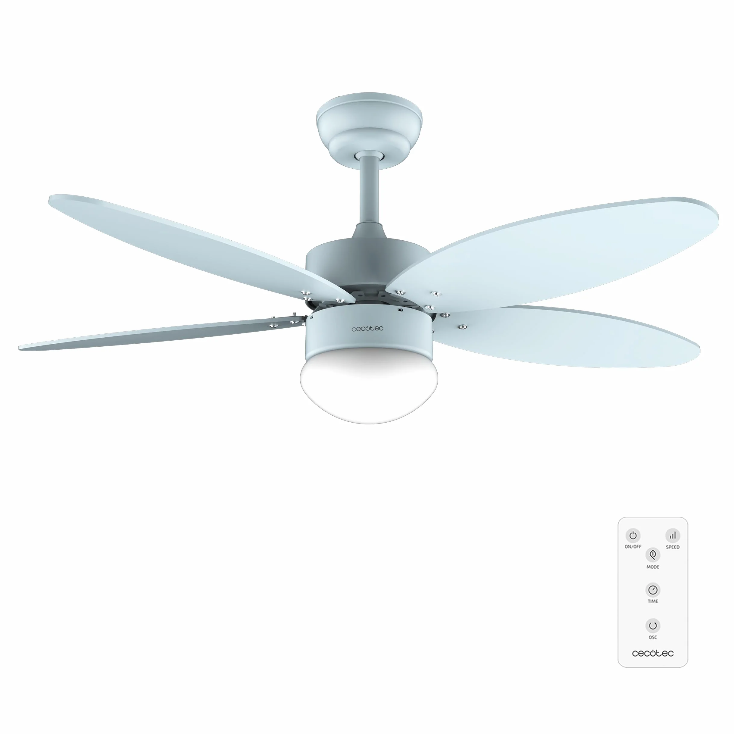 Cecotec - Wentylator sufitowy EnergySilence Aero 4260 Full Sky - 40 W z oświetleniem i źródłem prądu elektrycznego, 42" ze światłem LED, pilotem, timerem, 6 prędkościami i 5 regulowanymi łopatkami