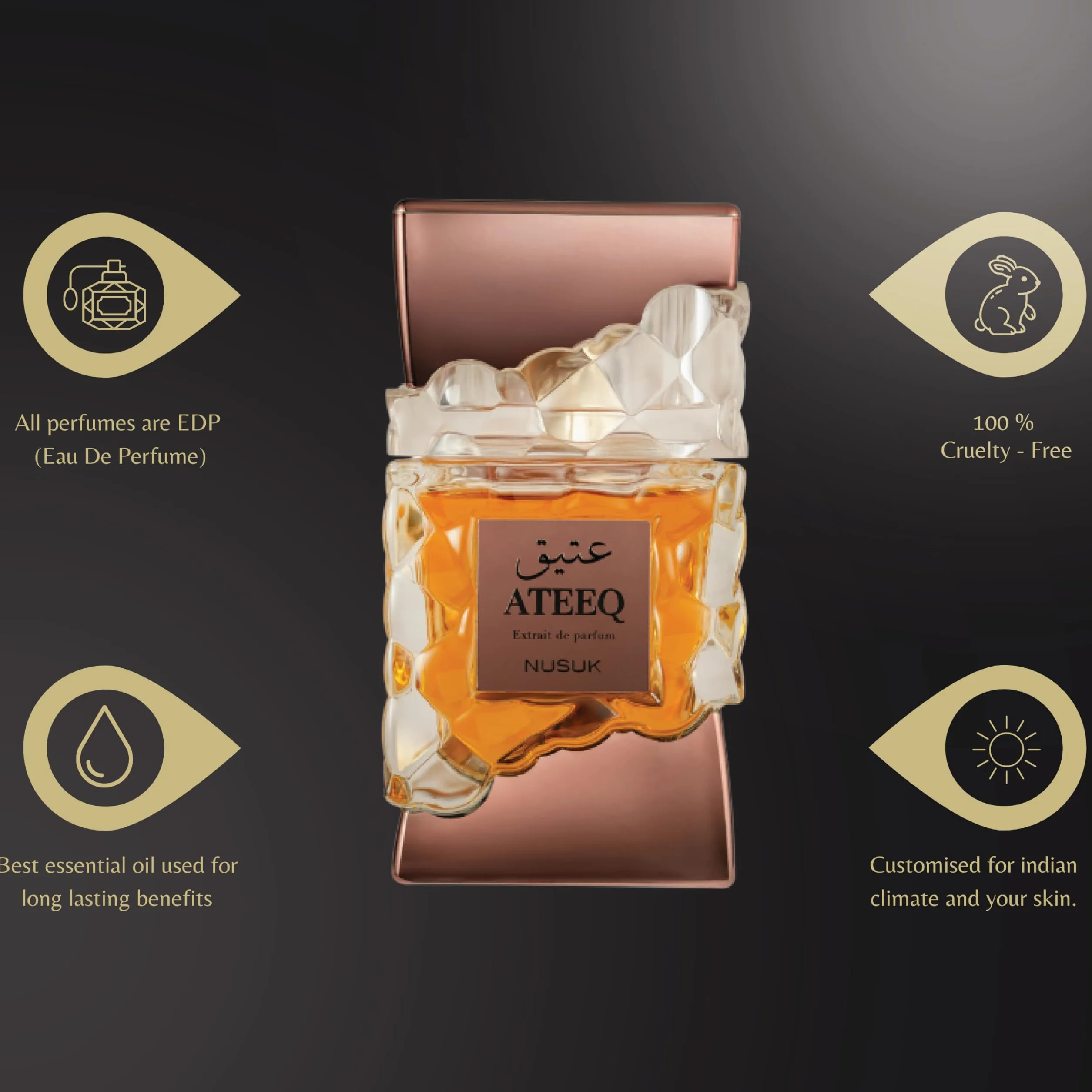 Nusuk Ateeq perfumy dla mężczyzn 100 ml ekstrakt zapachowy nuty cytrusowe przyprawy drzewa