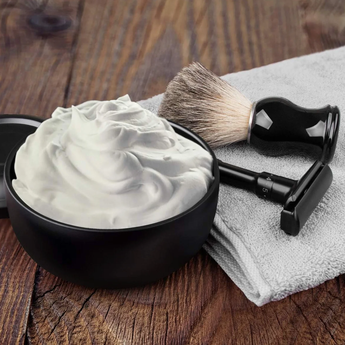 Miska do golenia ze stali nierdzewnej czarna chromowana 10 cm QSHAVE
