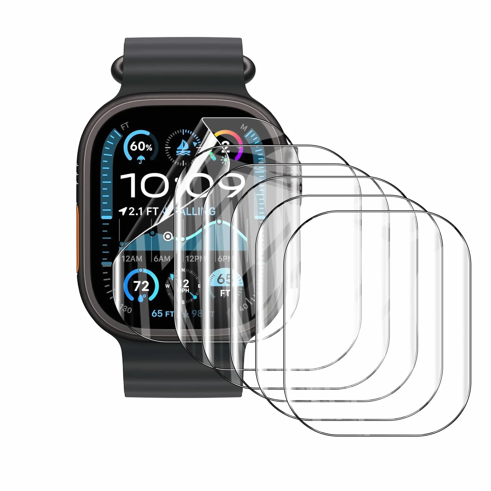AOKUMA Folia ochronna do zegarka Appl Watch Ultra 3, 49 mm, [2 sztuki], miękka folia ochronna na wyświetlacz z termoplastycznego poliuretanu (TPU), kompatybilna z Appl Watch Ultra 3, 49 mm