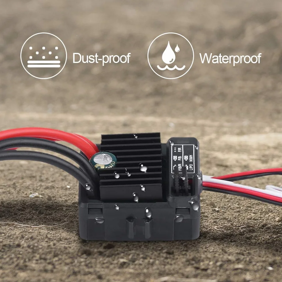 RC Car ESC Brushed 60A ESC Brushed ESC, Waterproof Brushed 1060 60A ESC 60A ESC Brushed for Touring RC Car Truggy 1/10 RC Car Complete Motors