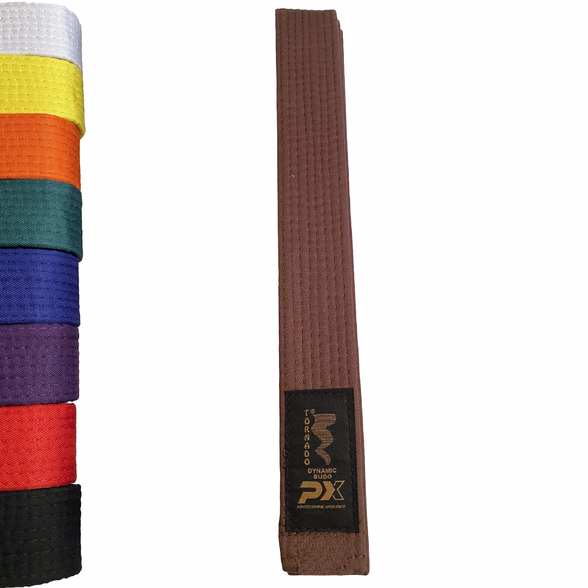 Pasek do sportów walki - brązowy 330 cm długości, 4 cm szerokości - karate, judo, taekwondo, jujutsu, kickboxing, ninjutsu, brązowy