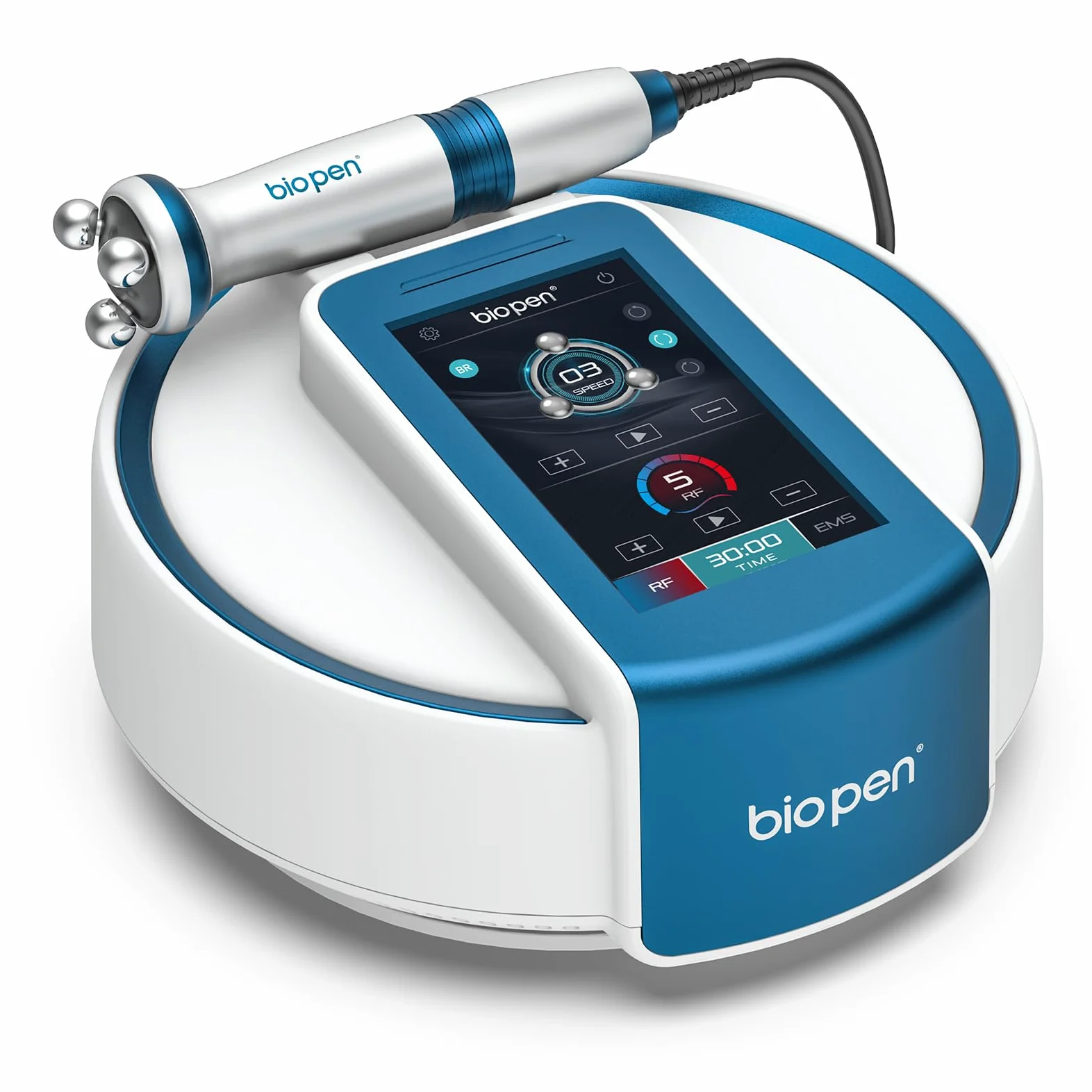 Bio pen T6 z technologią 360° RF – PROFI 4-w-1 urządzenie do urody do domu: RF + EMS przeciw starzeniu + Terapia światłem niebieskim (455 nm) przeciw trądzikowi + Obrotowa masażująca liftingująca I